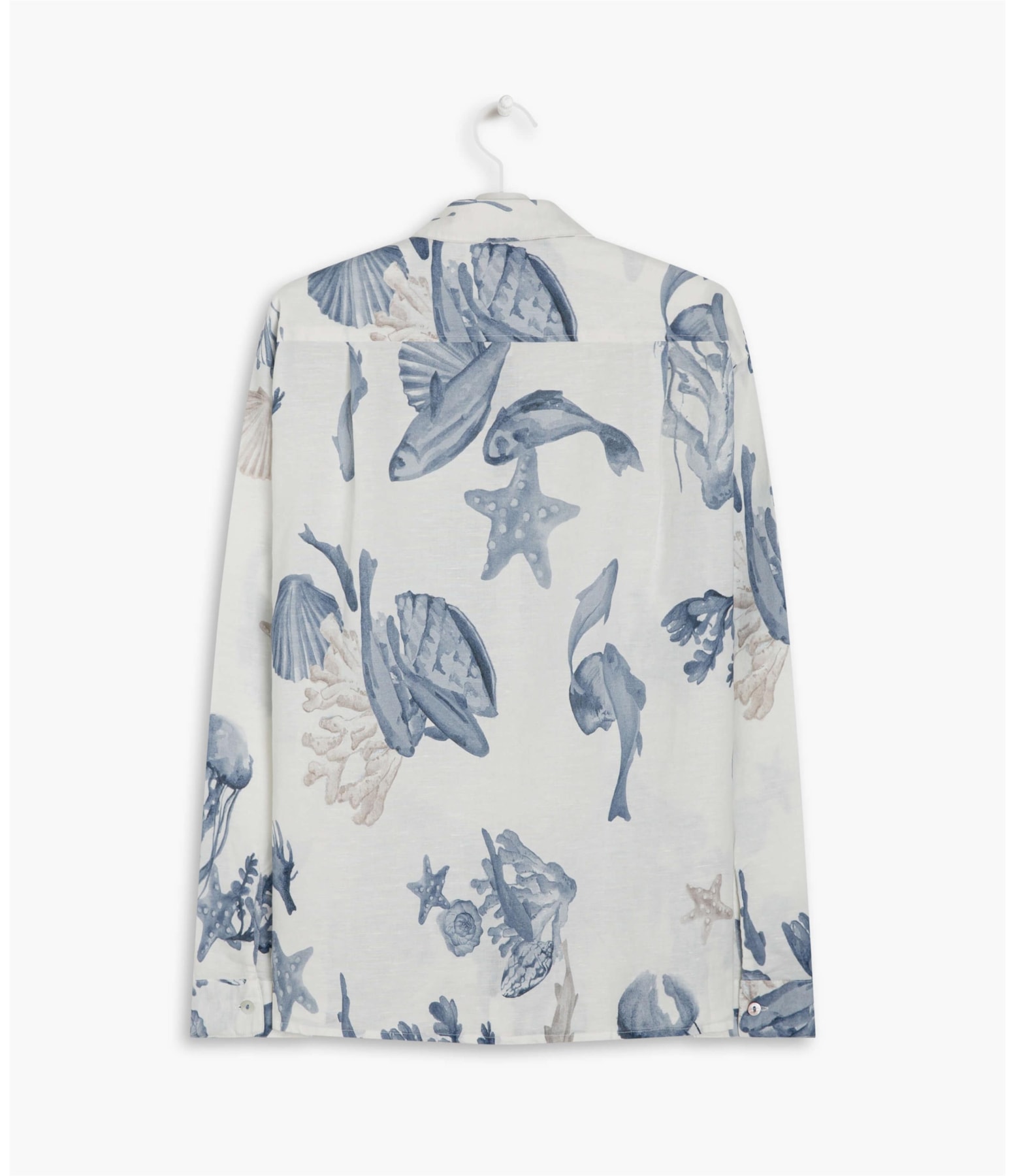 Camisa Linho  Deva Corais Azul Bic