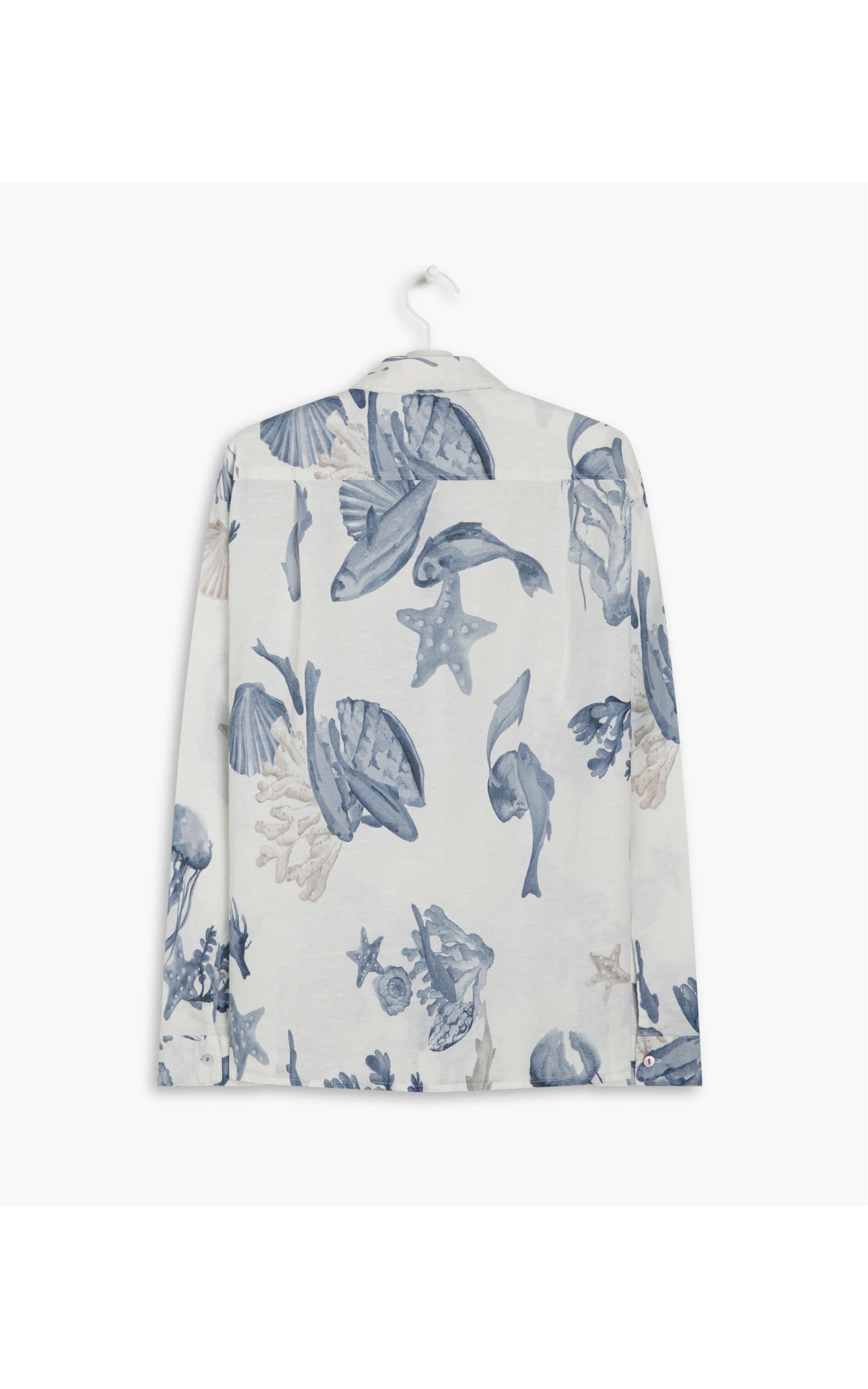 Camisa Linho  Deva Corais Azul Bic