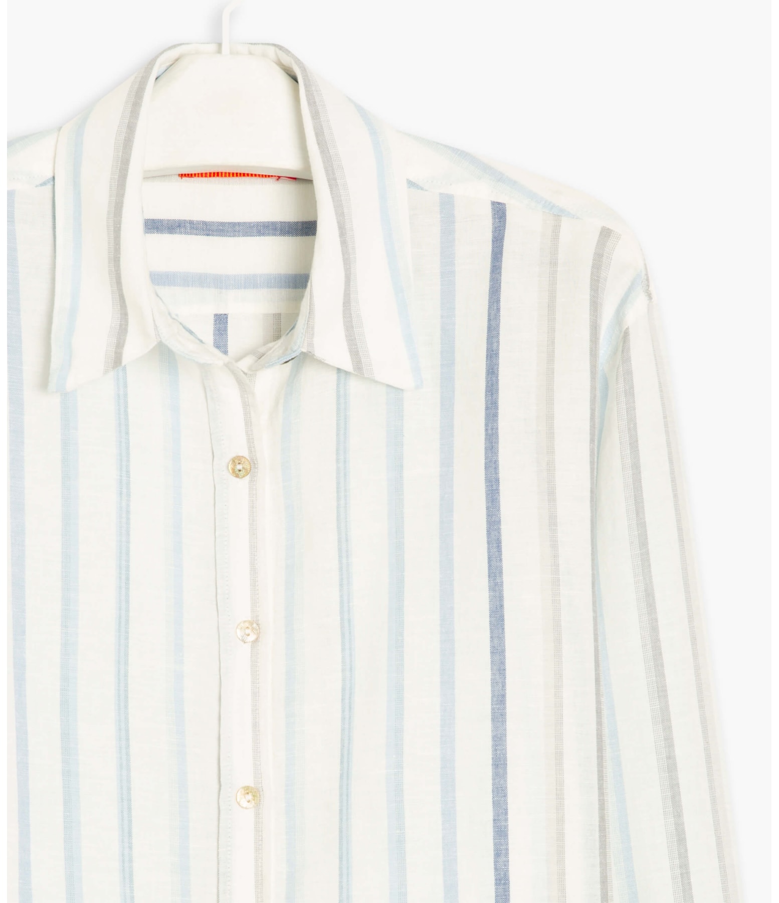 Camisa Linho  Deva Stripe Azul Claro