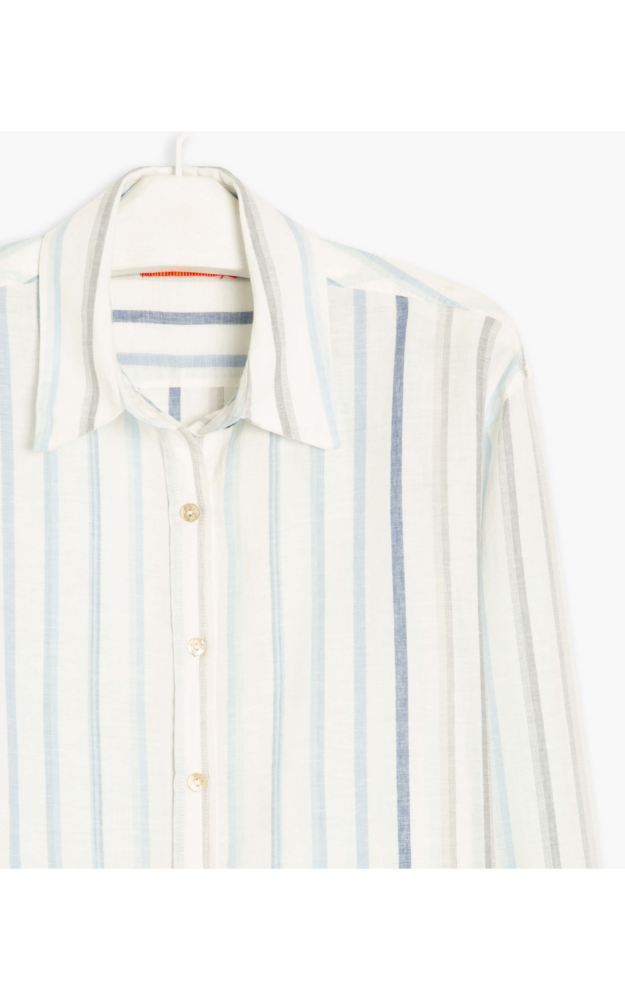 Camisa Linho  Deva Stripe Azul Claro