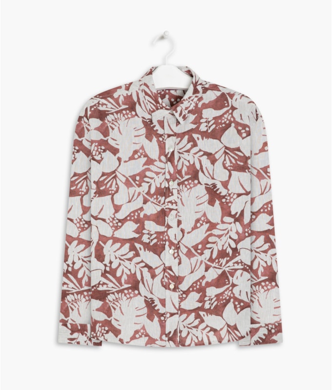 Camisa Linho  Deva Troptik Bordeaux