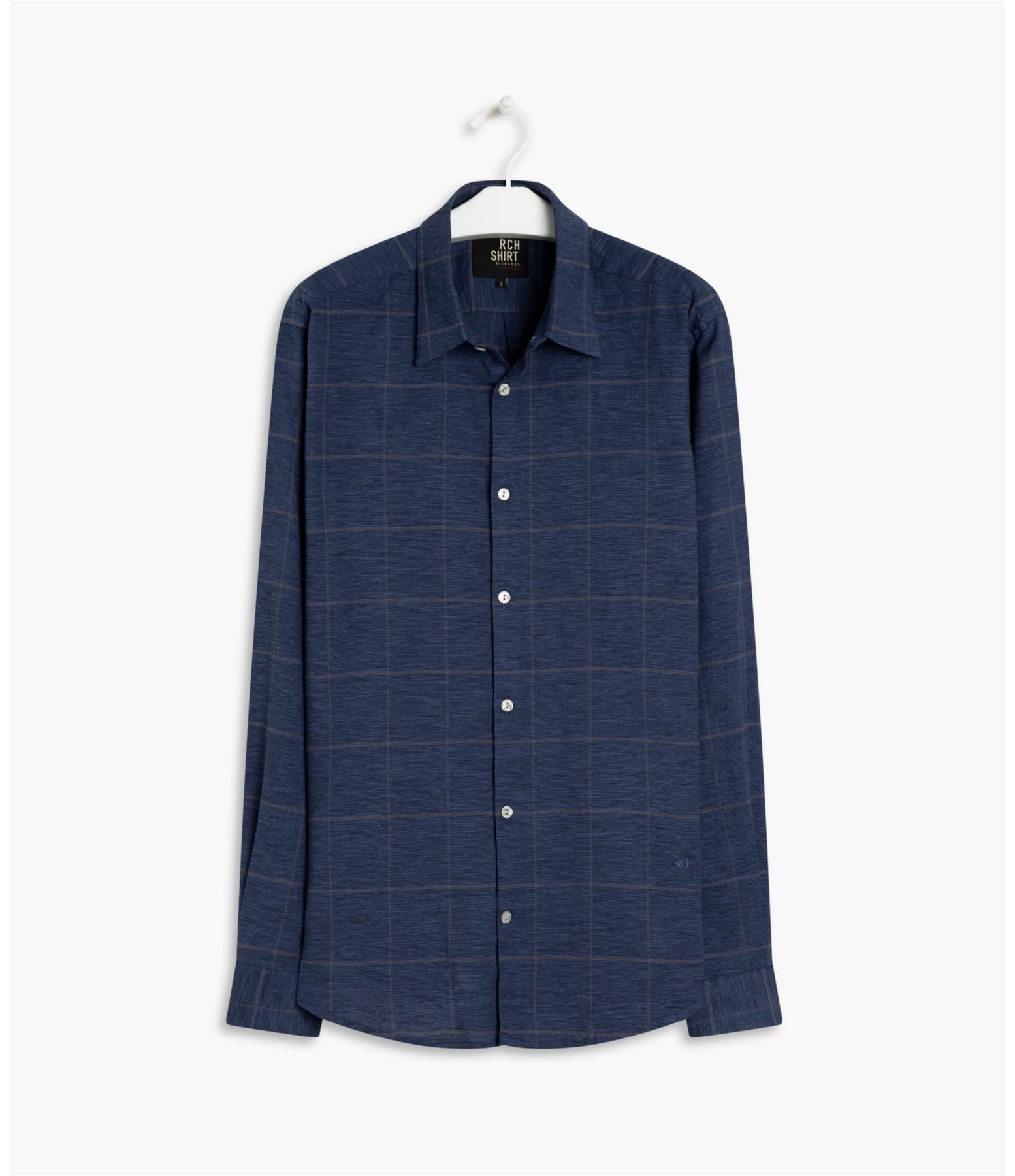 Camisa Linho  Dimas Xadrez Ml Dark Navy