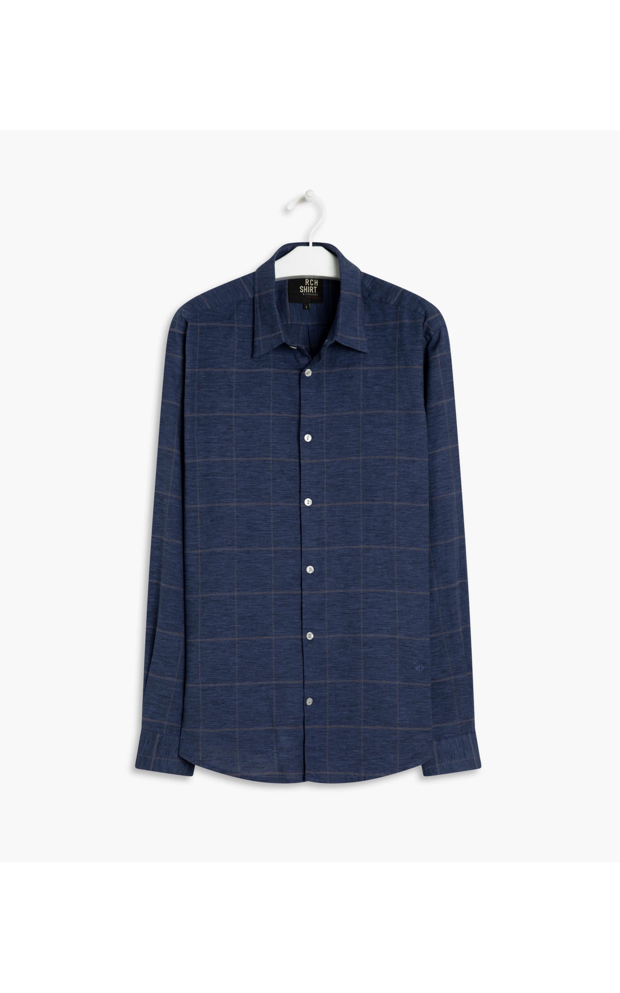 Camisa Linho  Dimas Xadrez Ml Dark Navy