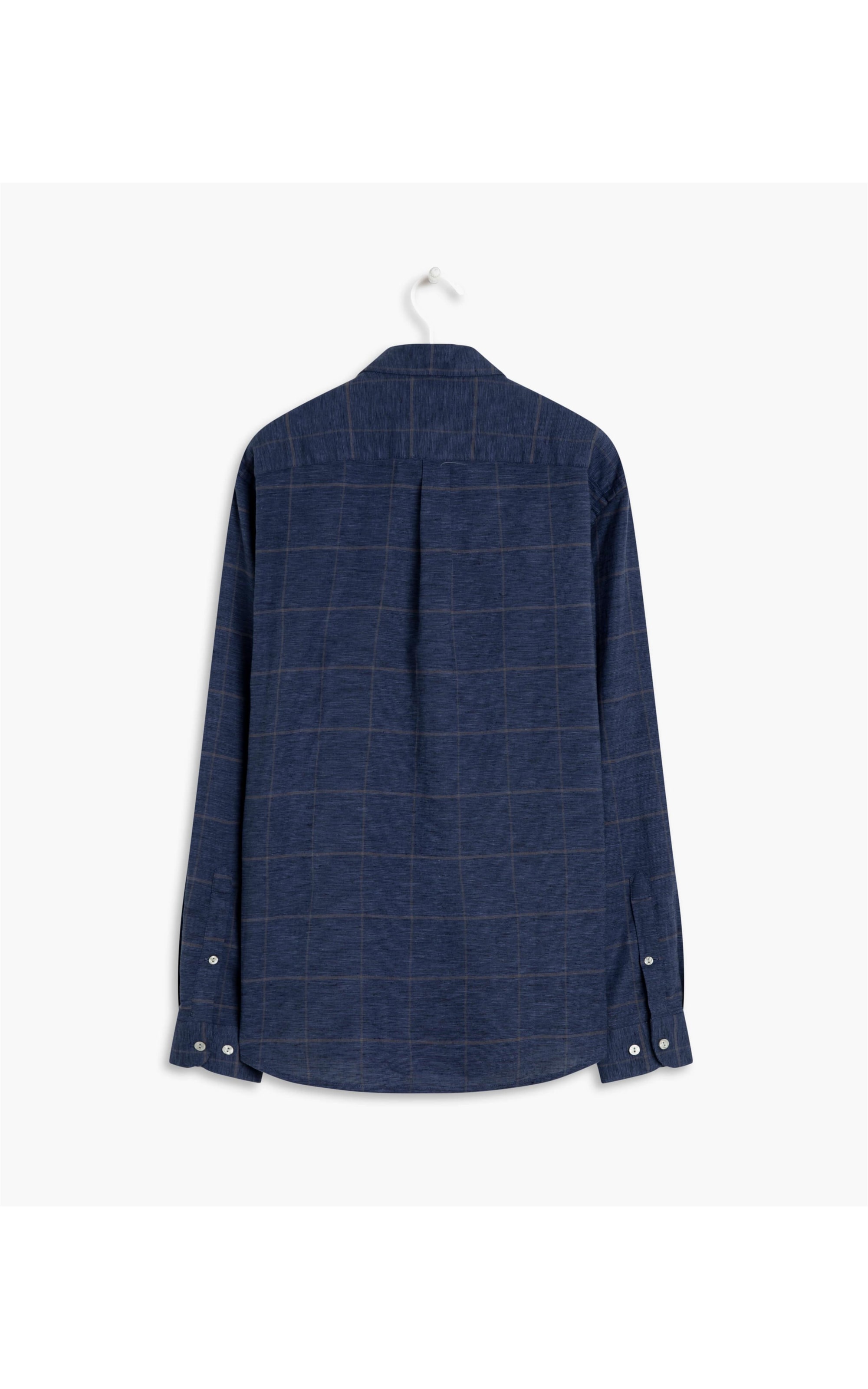 Camisa Linho  Dimas Xadrez Ml Dark Navy