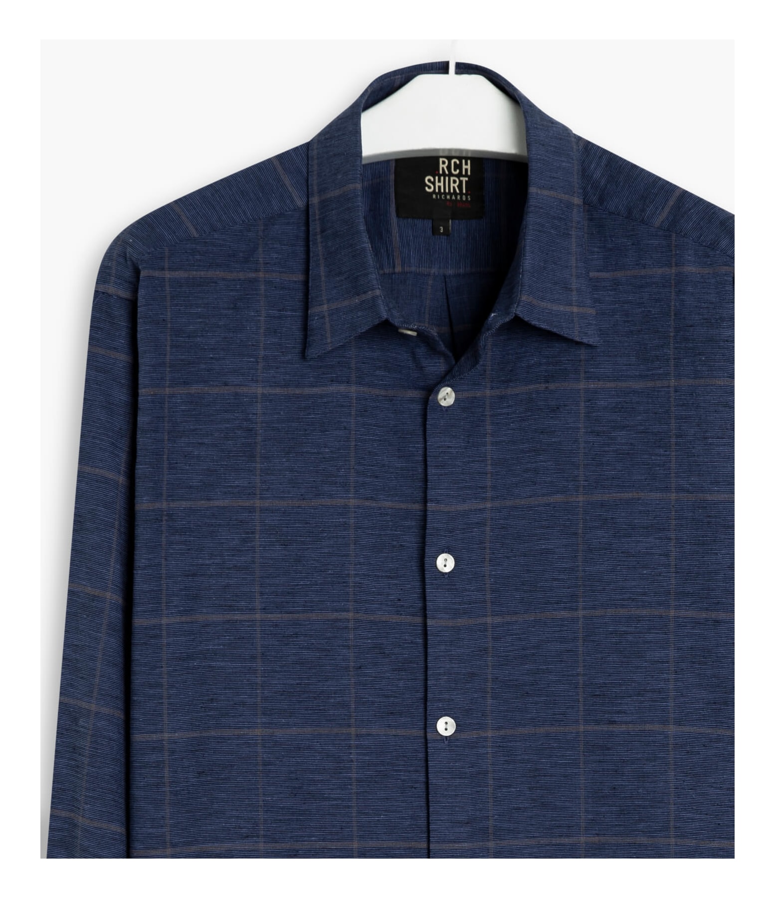 Camisa Linho  Dimas Xadrez Ml Dark Navy