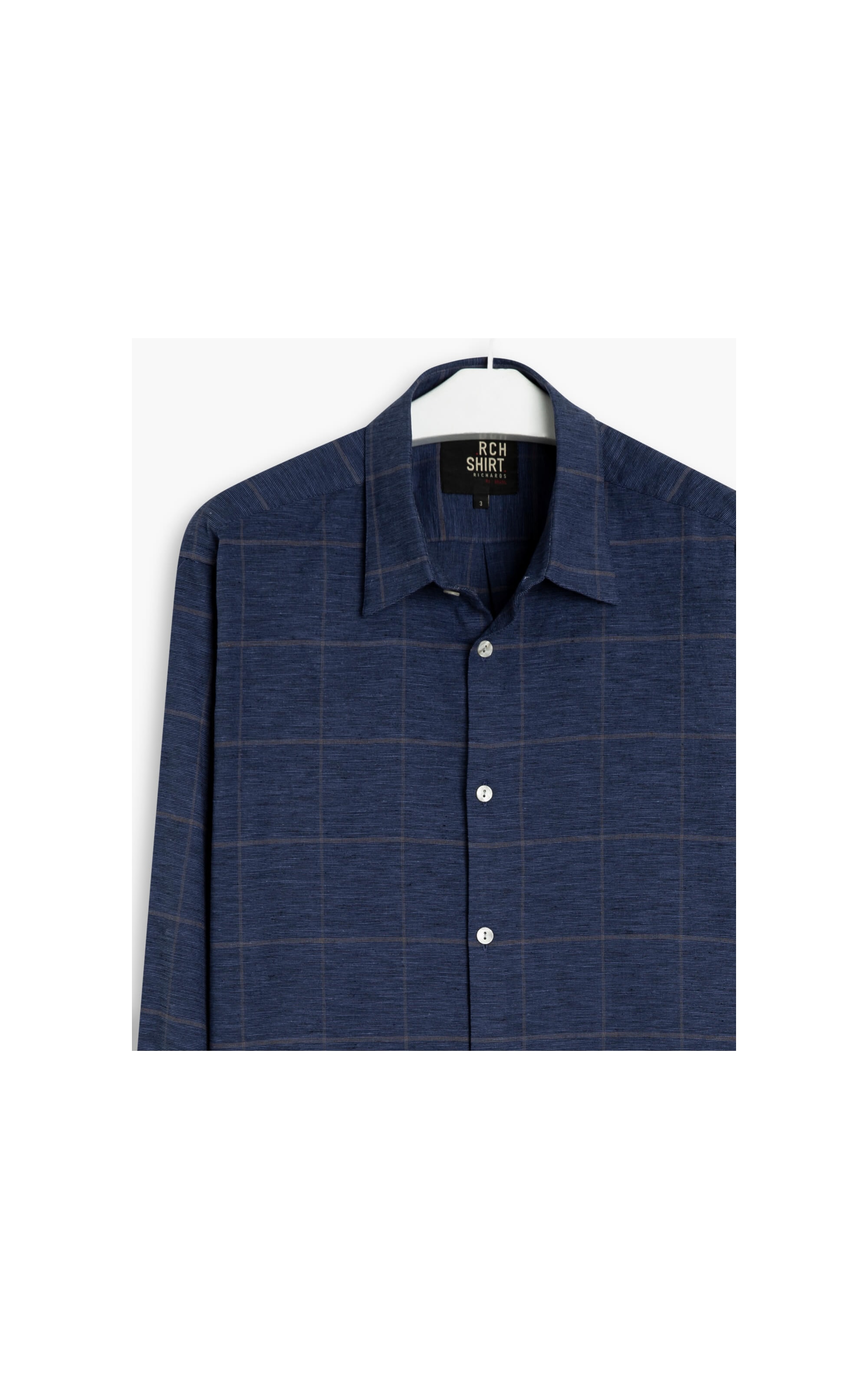 Camisa Linho  Dimas Xadrez Ml Dark Navy