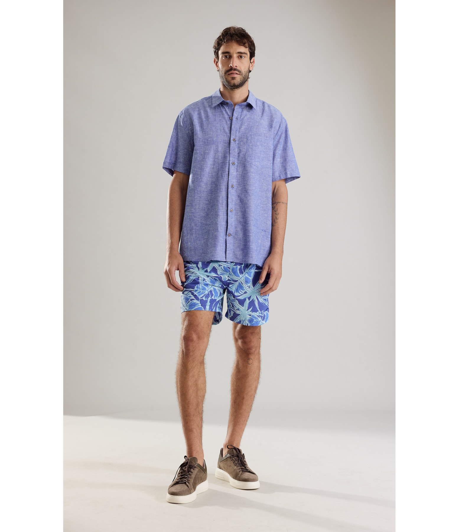 Camisa Linho  Douglas Mc Azul Bic