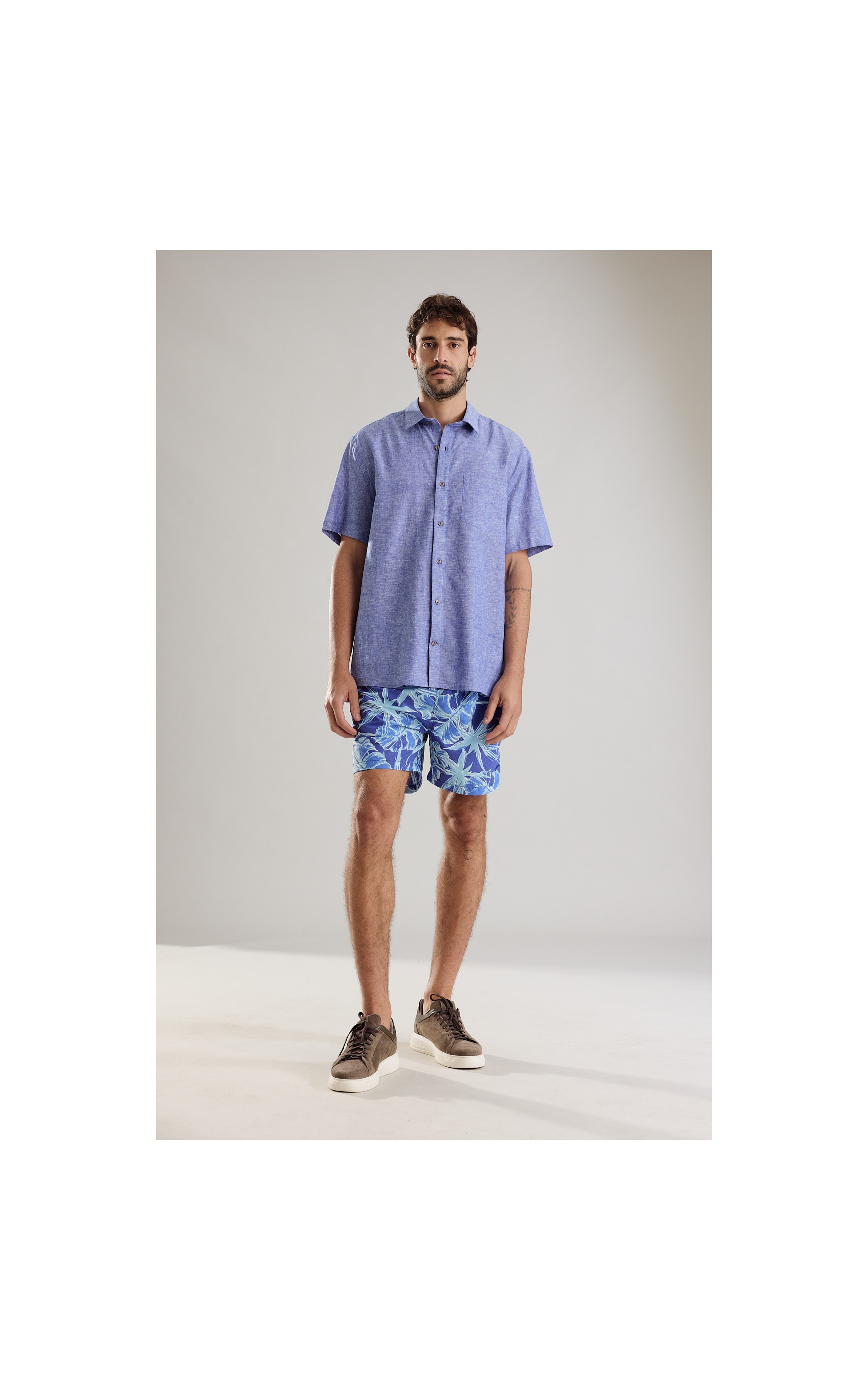 Camisa Linho  Douglas Mc Azul Bic