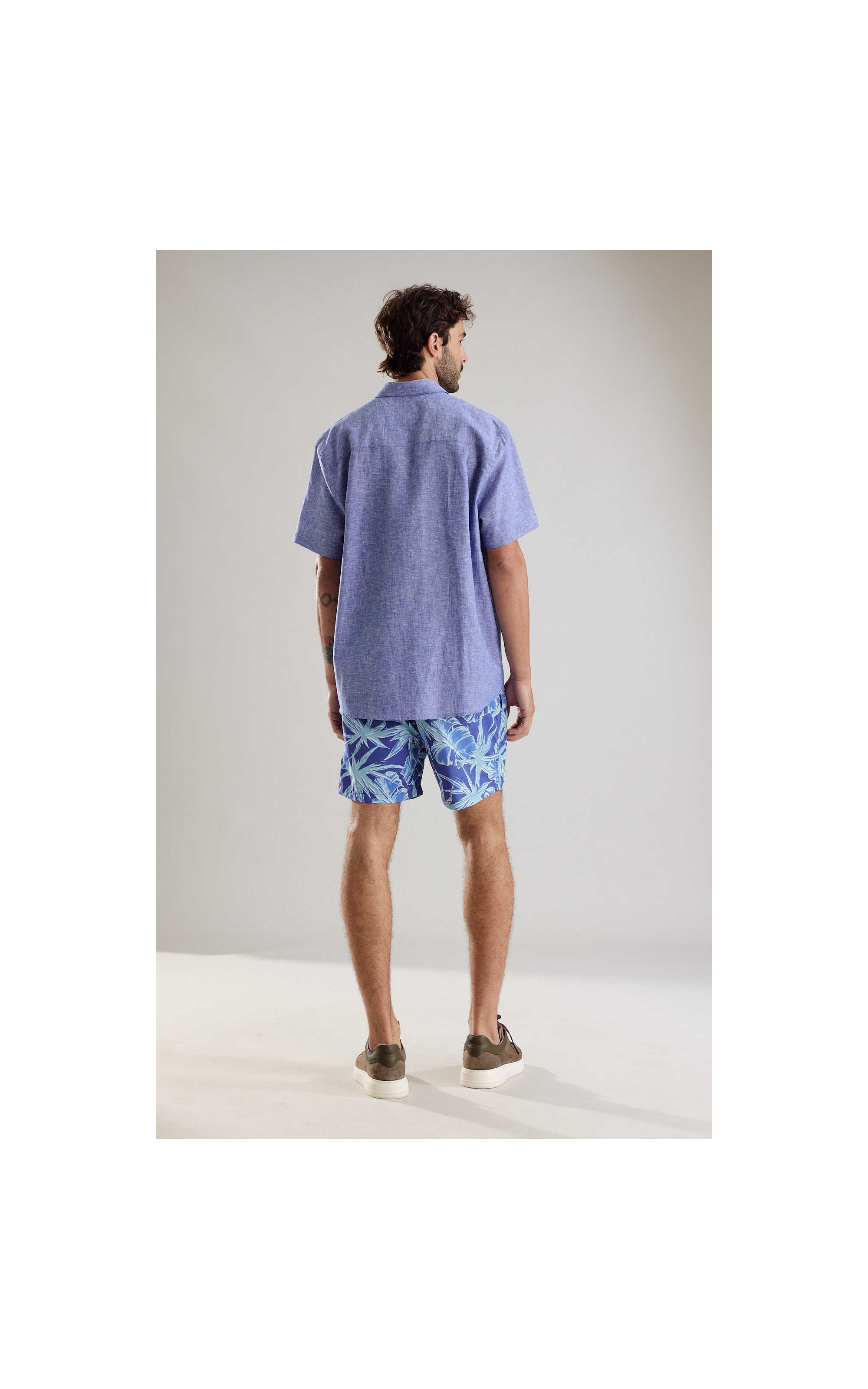 Camisa Linho  Douglas Mc Azul Bic