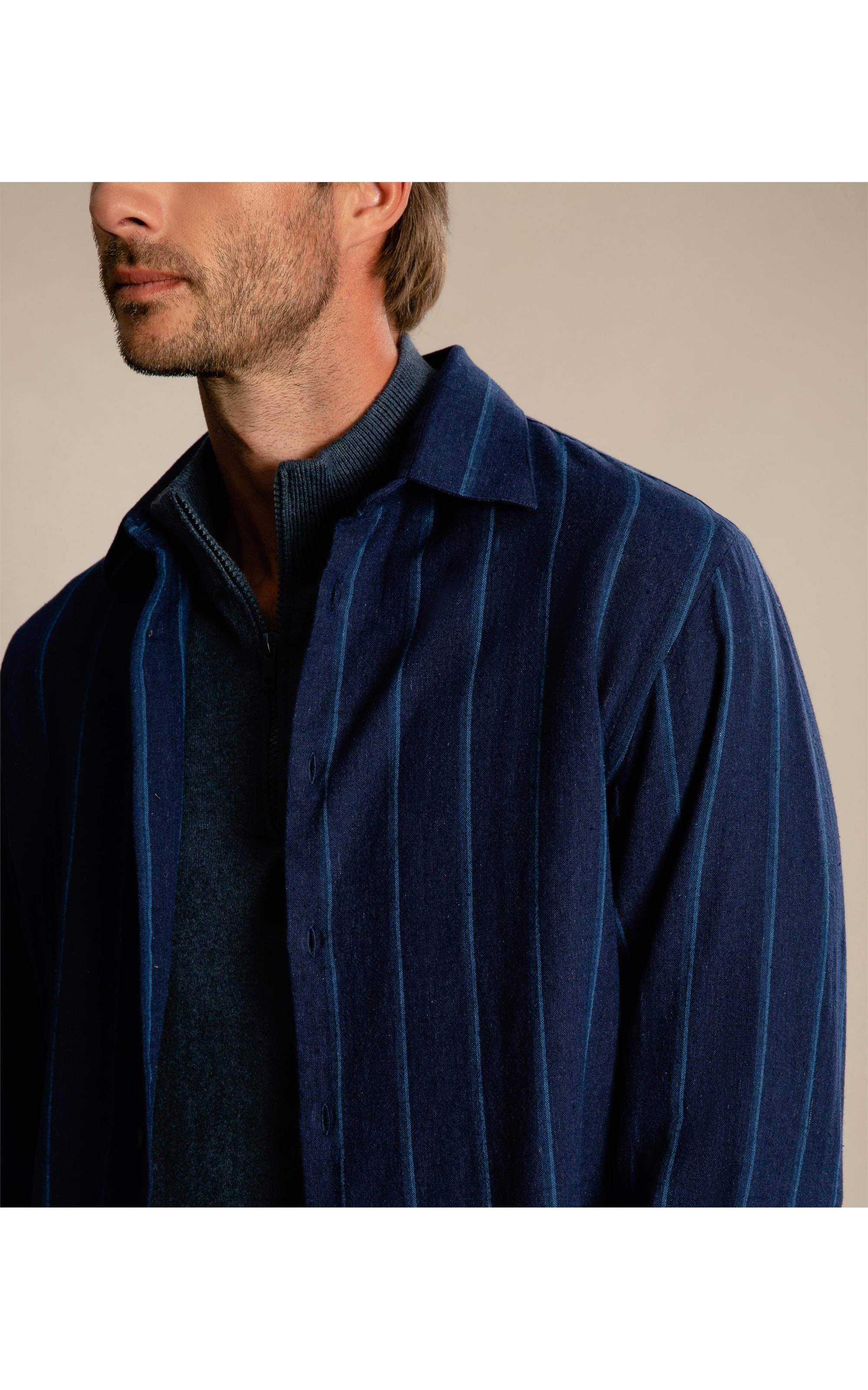 Camisa Linho  Edi Azul Bic