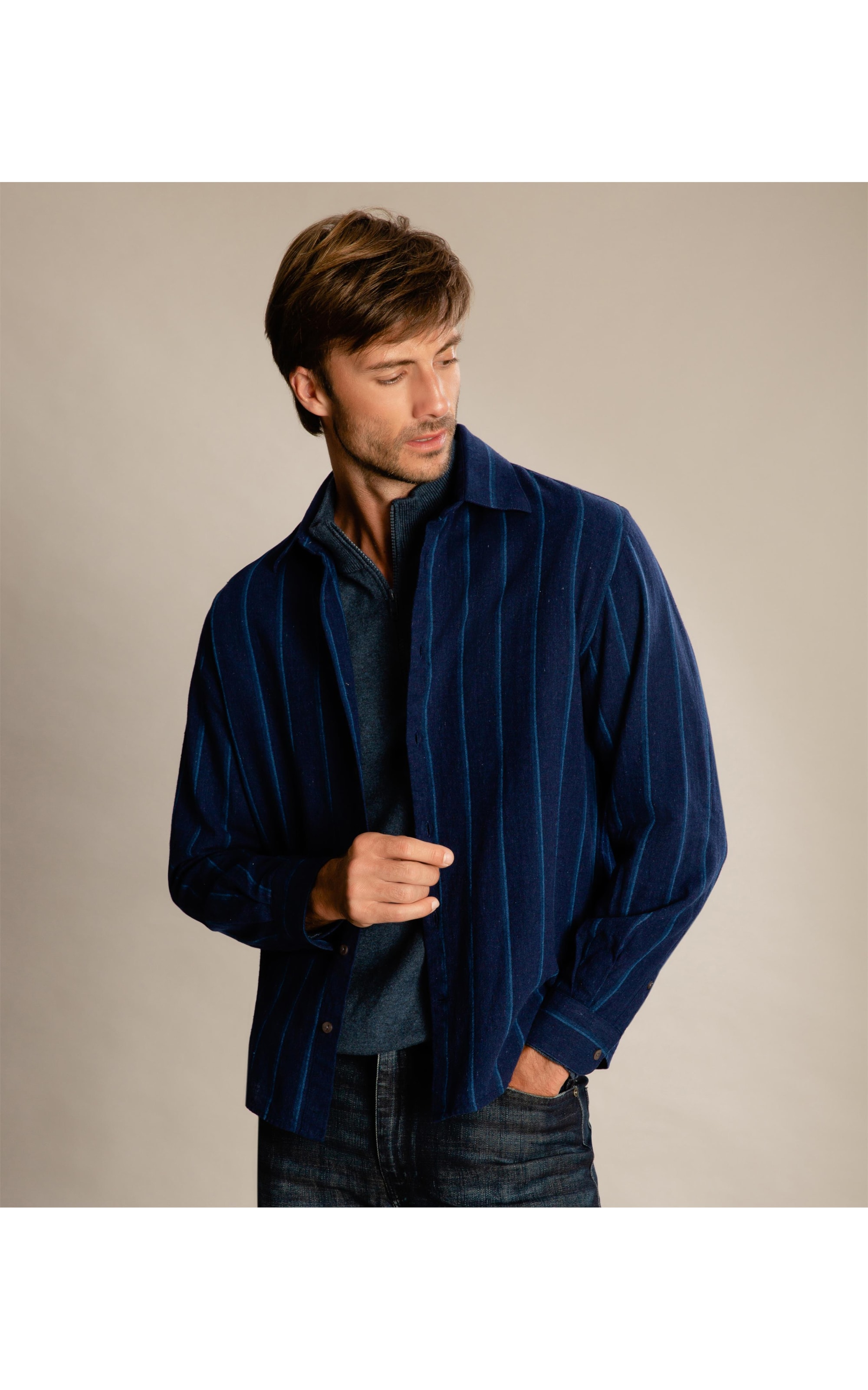 Camisa Linho  Edi Azul Bic