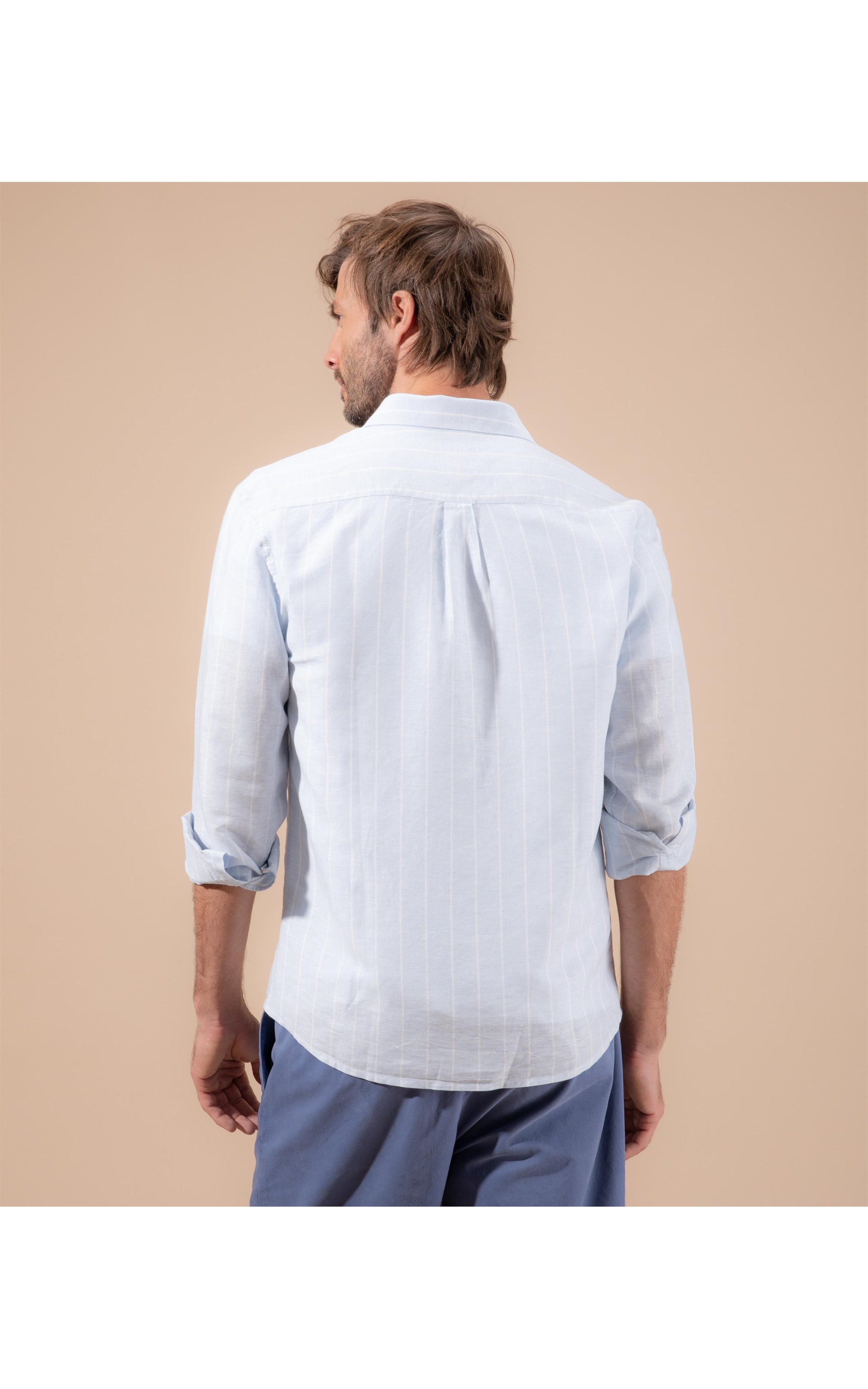 Camisa Linho  Eli  Ml Azul Seco