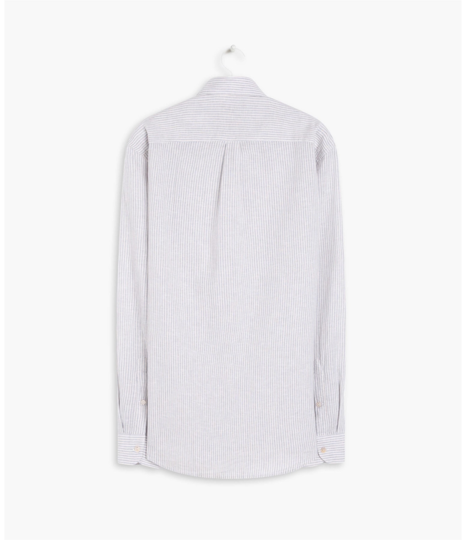 Camisa Linho  Eliot Listrada Ml Azul Claro