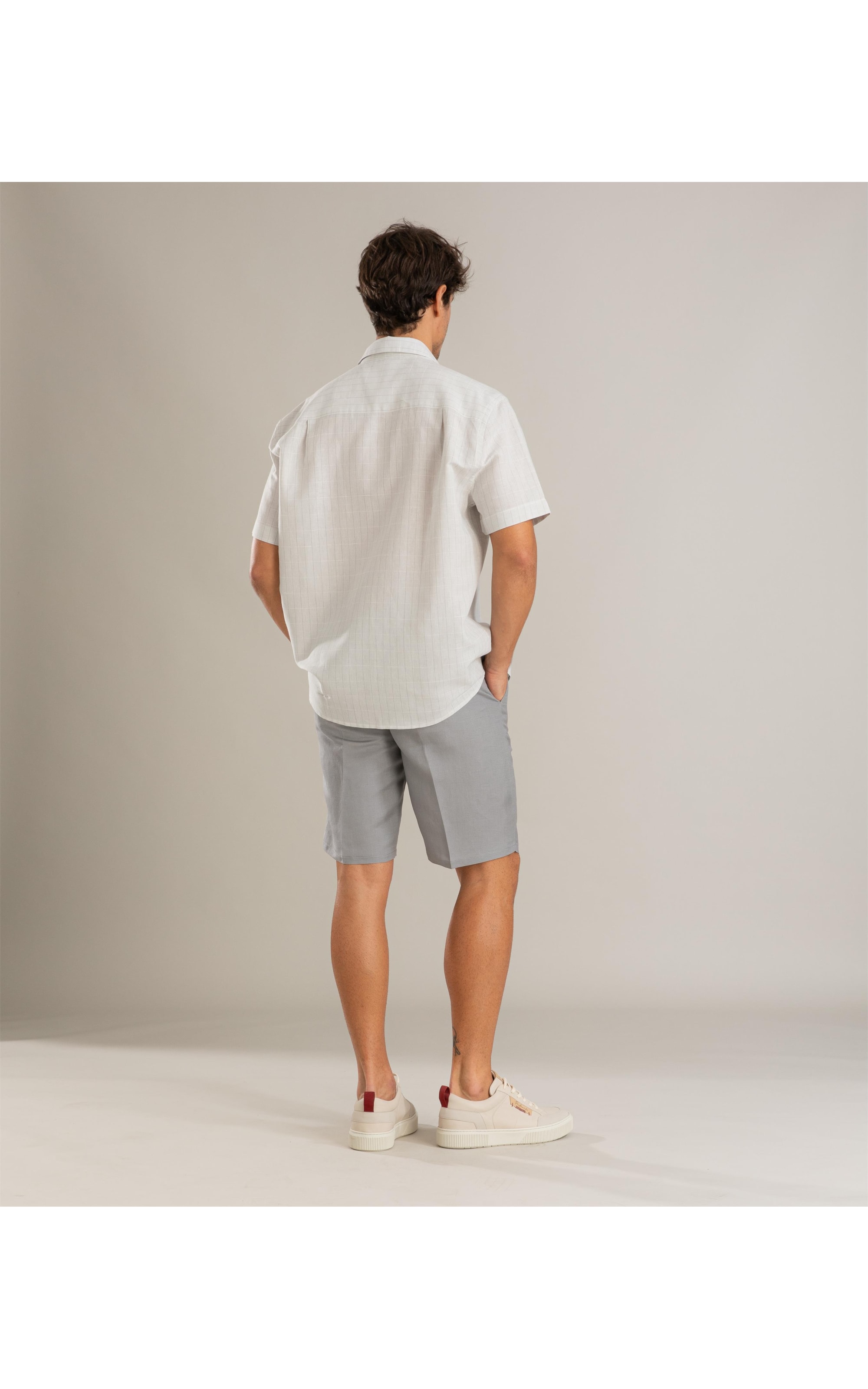 Camisa Linho  Enzo Cinza Claro