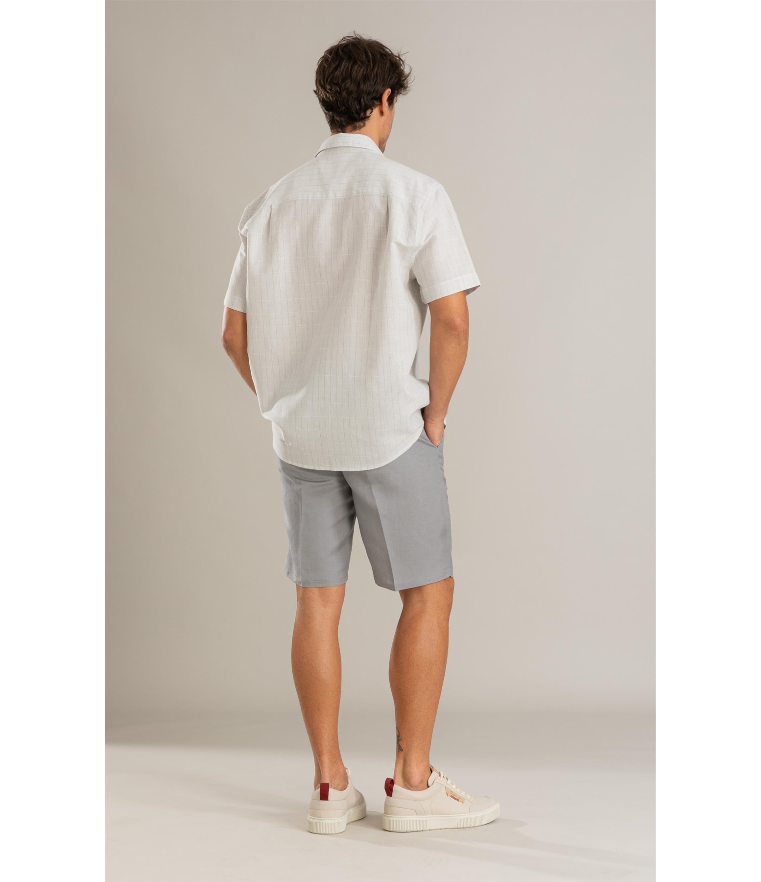 Camisa Linho  Enzo Cinza Claro