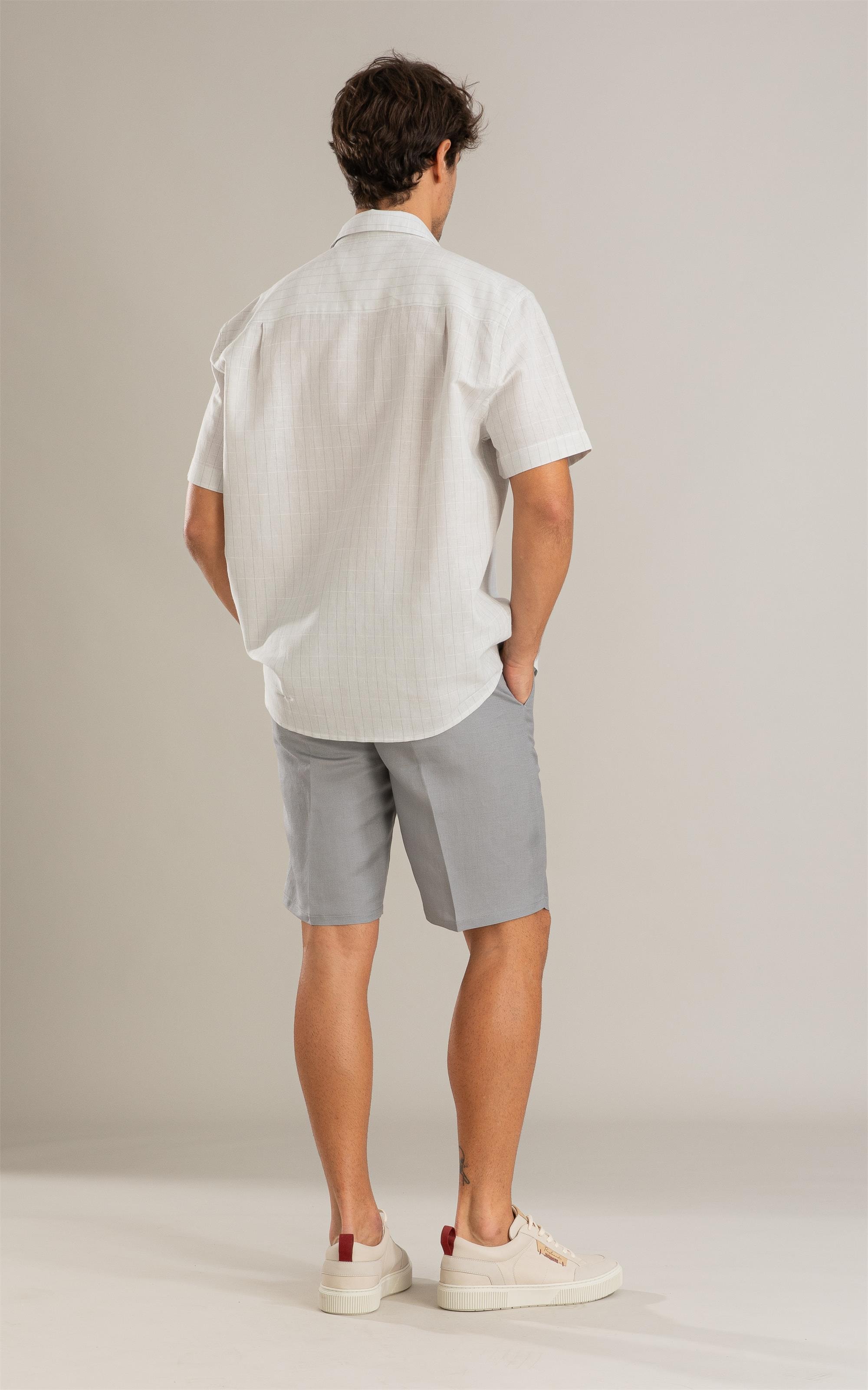 Camisa Linho  Enzo Cinza Claro
