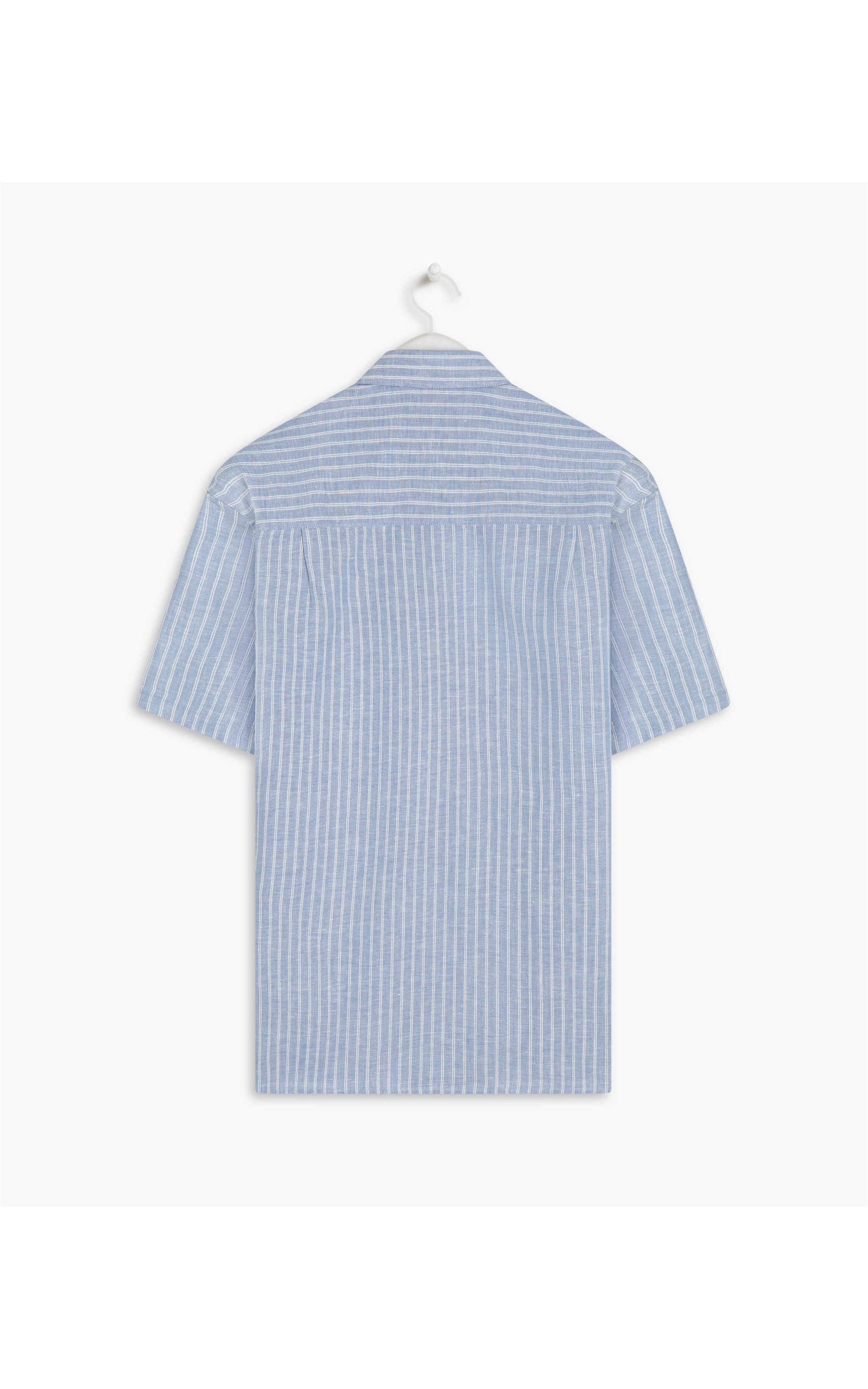 Camisa Linho  Esalen Mc Azul Bic