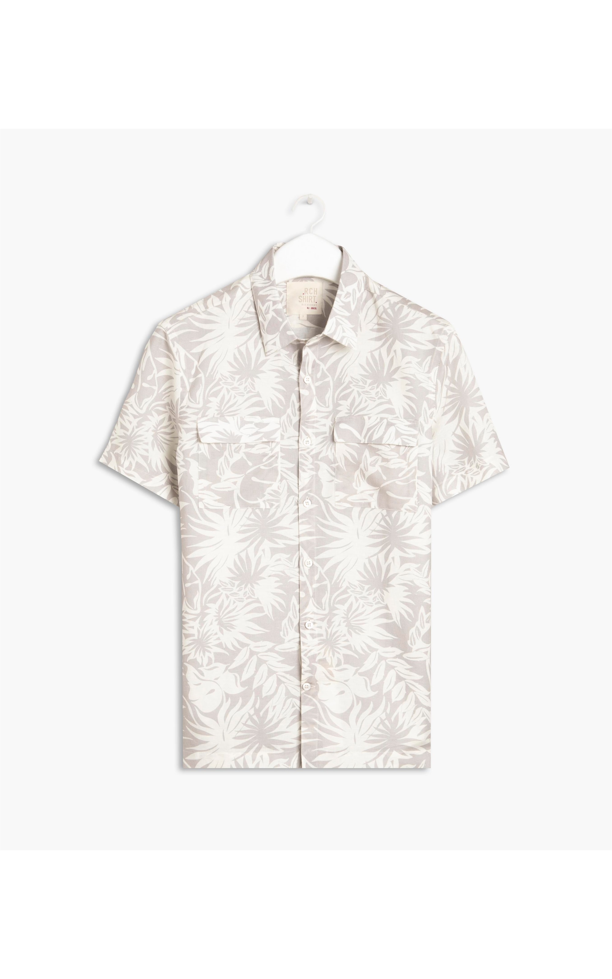 Camisa Linho  Est.Vintage Flower Mc Khaki