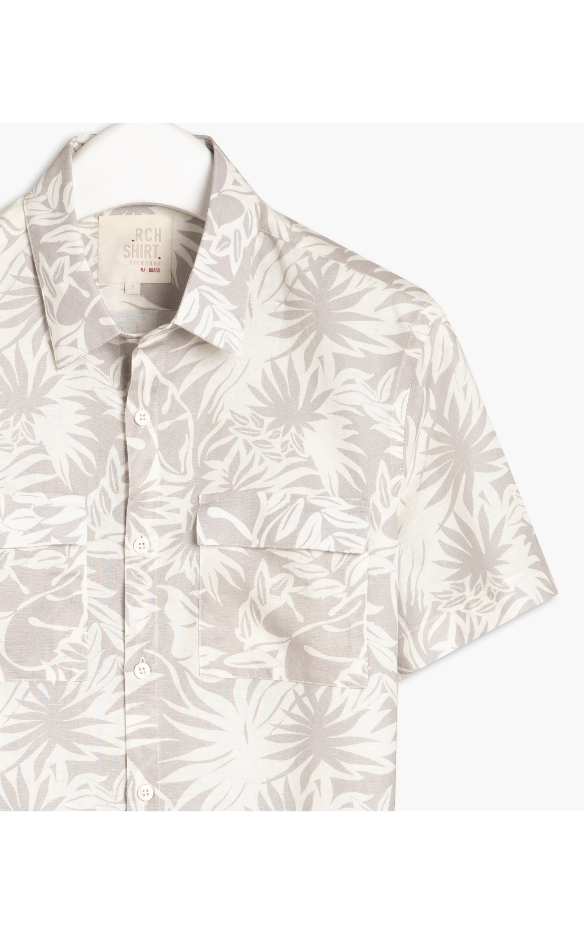 Camisa Linho  Est.Vintage Flower Mc Khaki