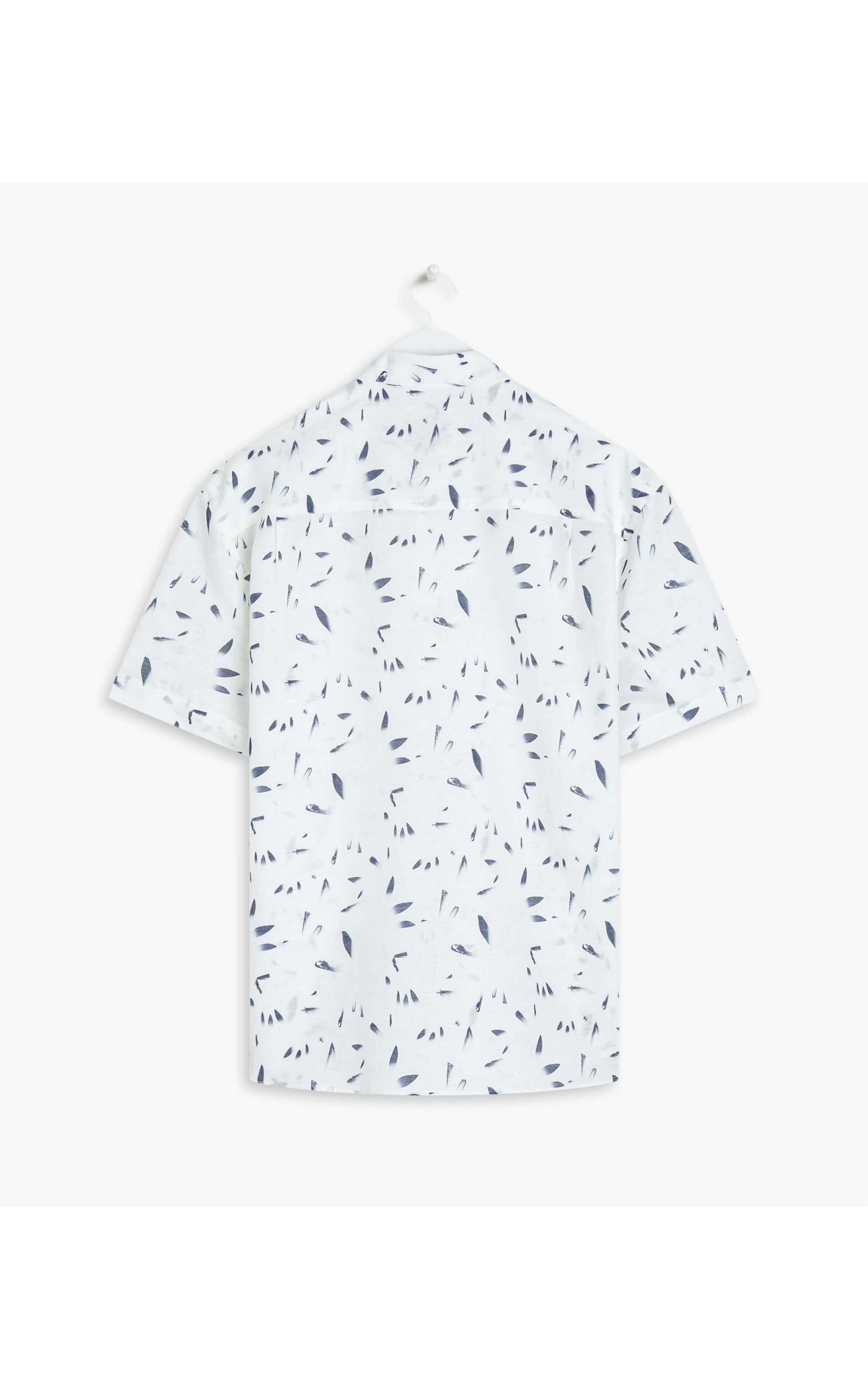 Camisa Linho  Estampa Petala Mc Azul Bic