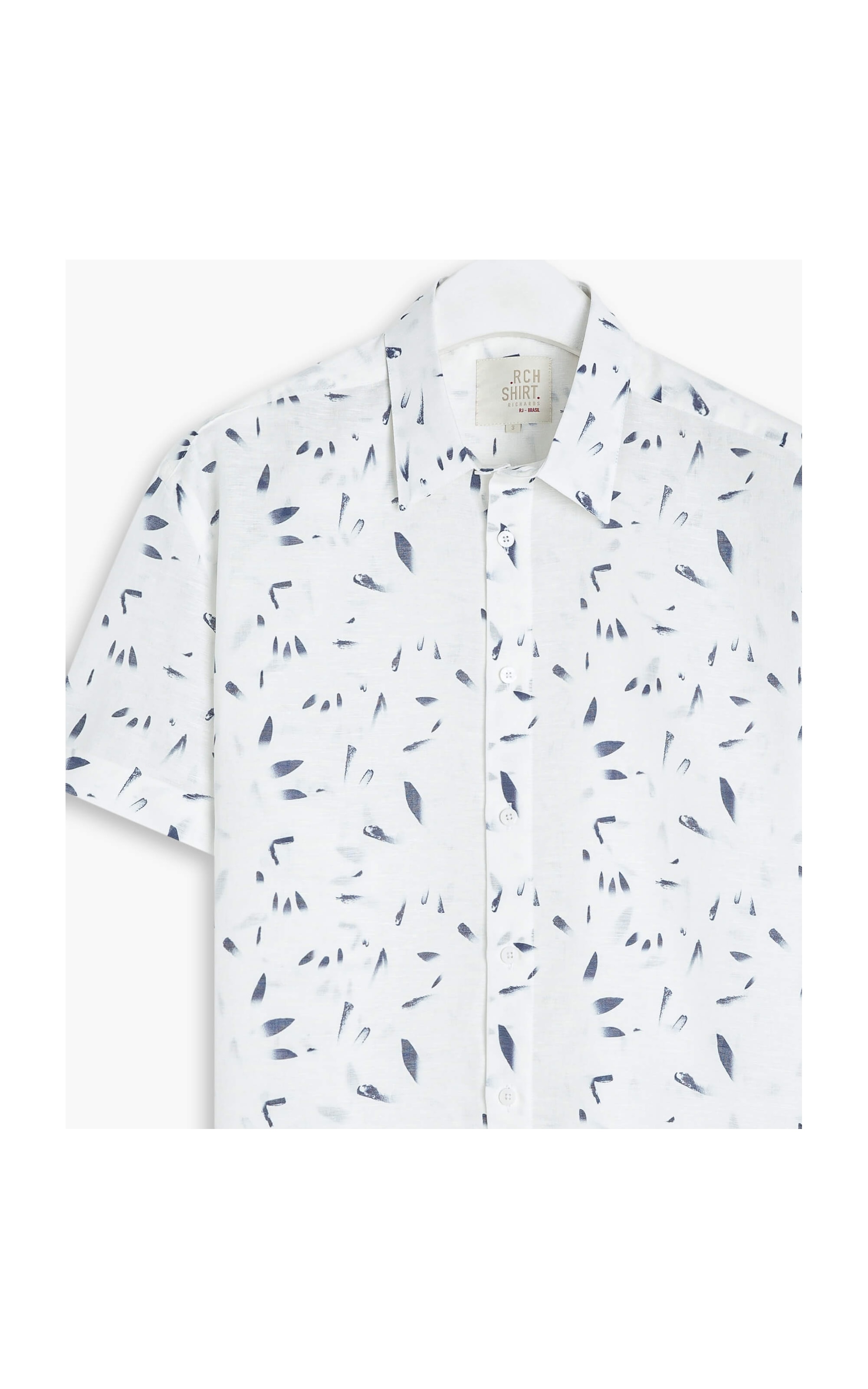 Camisa Linho  Estampa Petala Mc Azul Bic