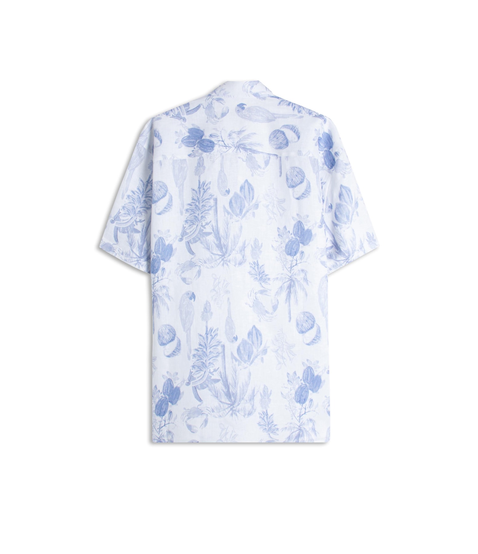 Camisa Linho  Estampada Cacau Mono Mc Azul Pervante