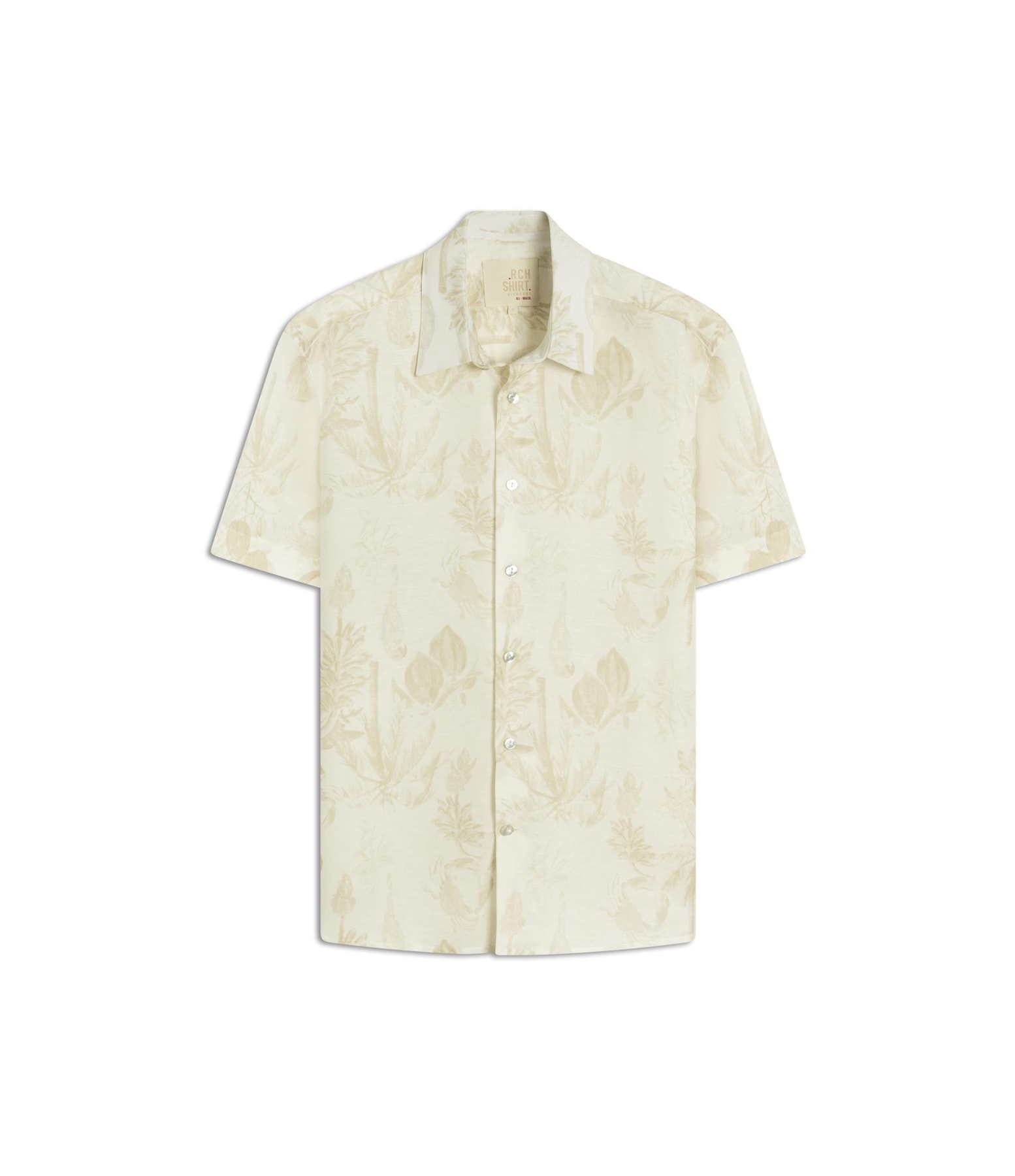 Camisa Linho  Estampada Cacau Mono Mc Caqui