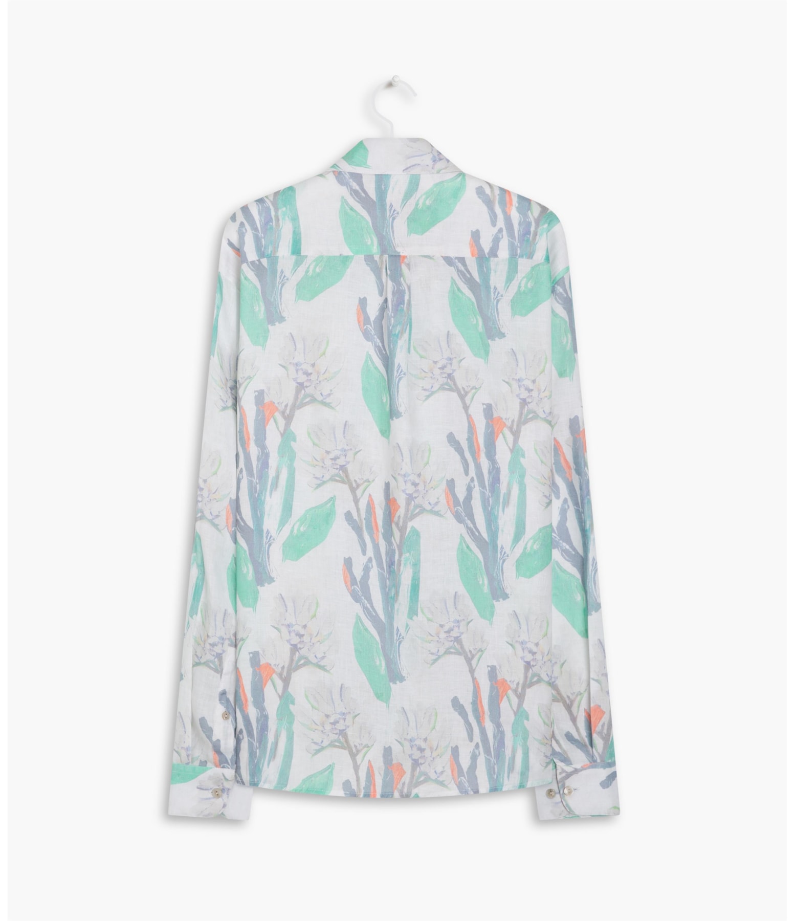 Camisa Linho  Estampada Canvas Flower Ml Off White