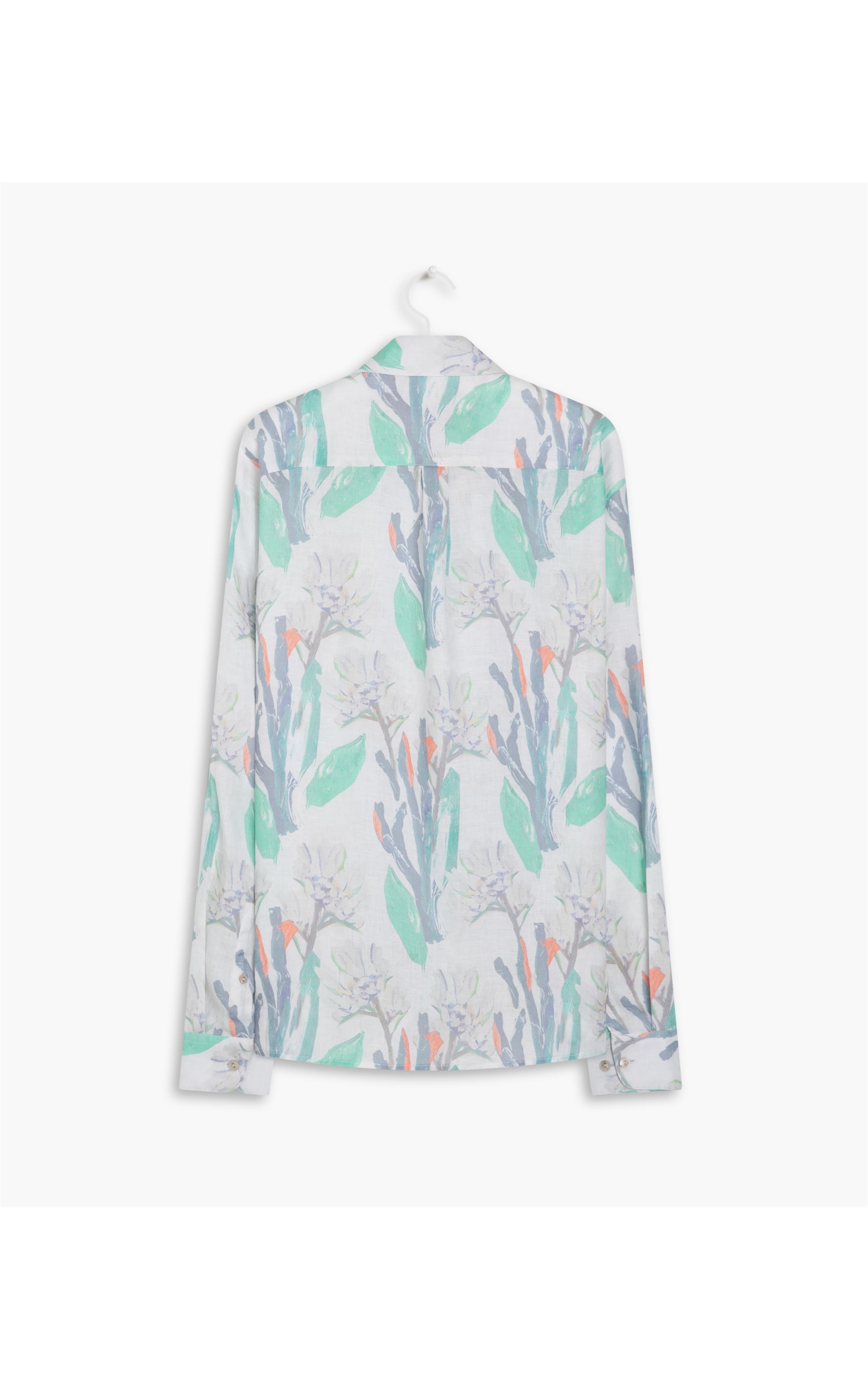 Camisa Linho  Estampada Canvas Flower Ml Off White