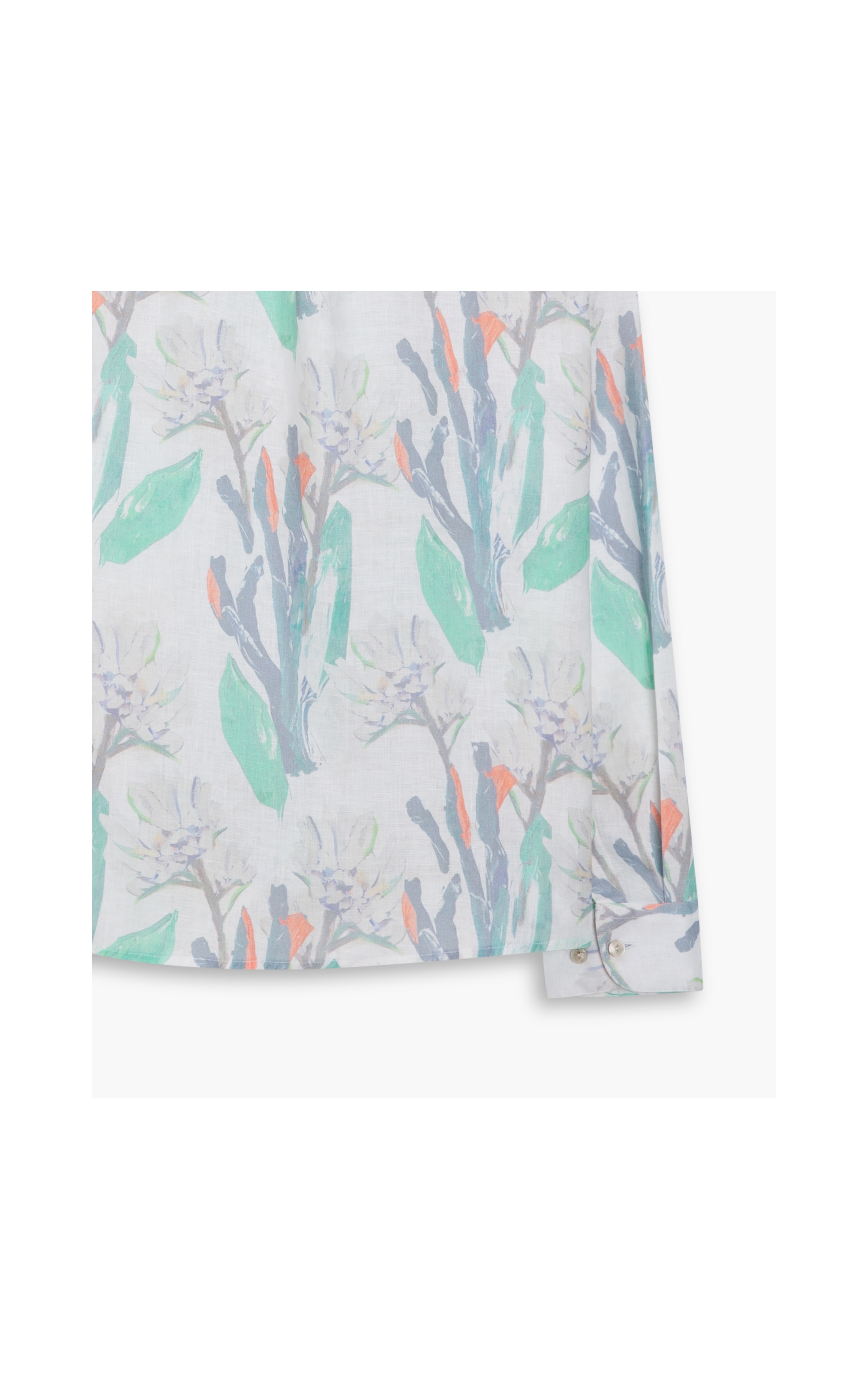 Camisa Linho  Estampada Canvas Flower Ml Off White