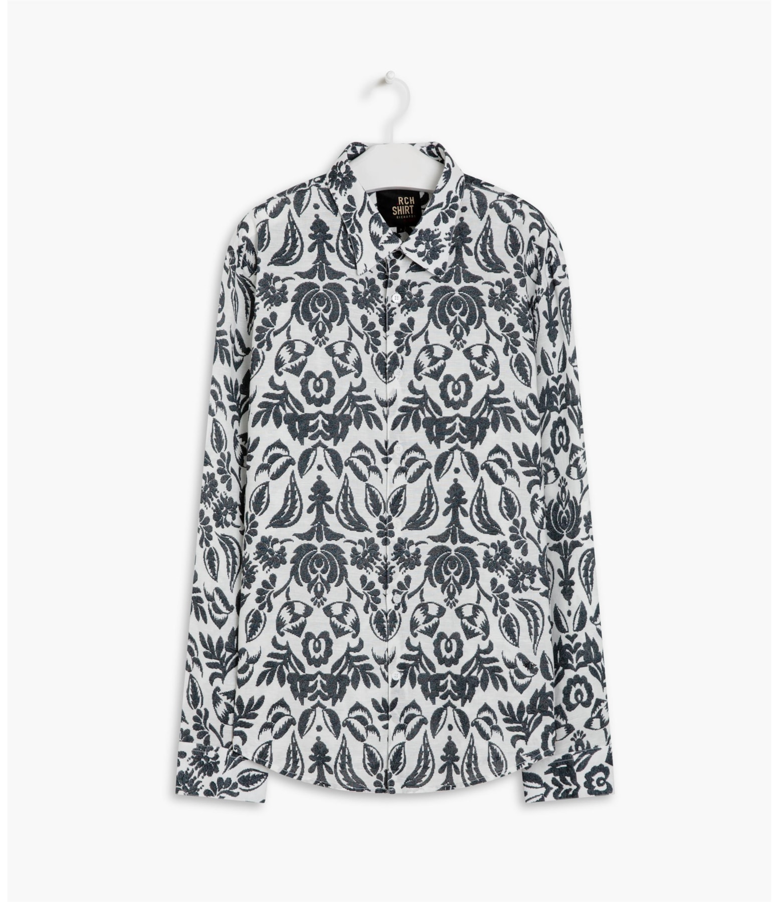 Camisa Linho  Estampada Ikat Ml Marinho