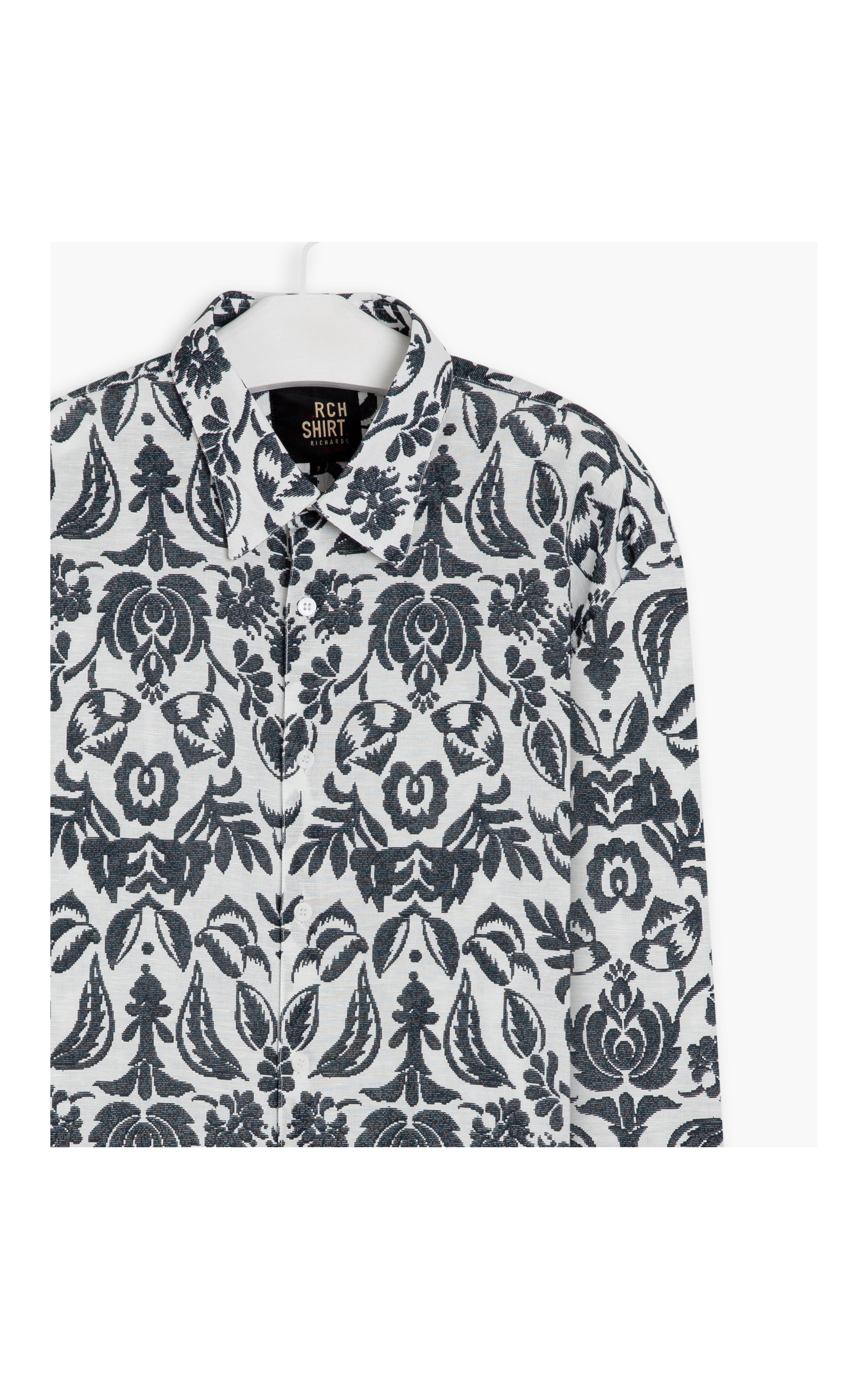 Camisa Linho  Estampada Ikat Ml Marinho