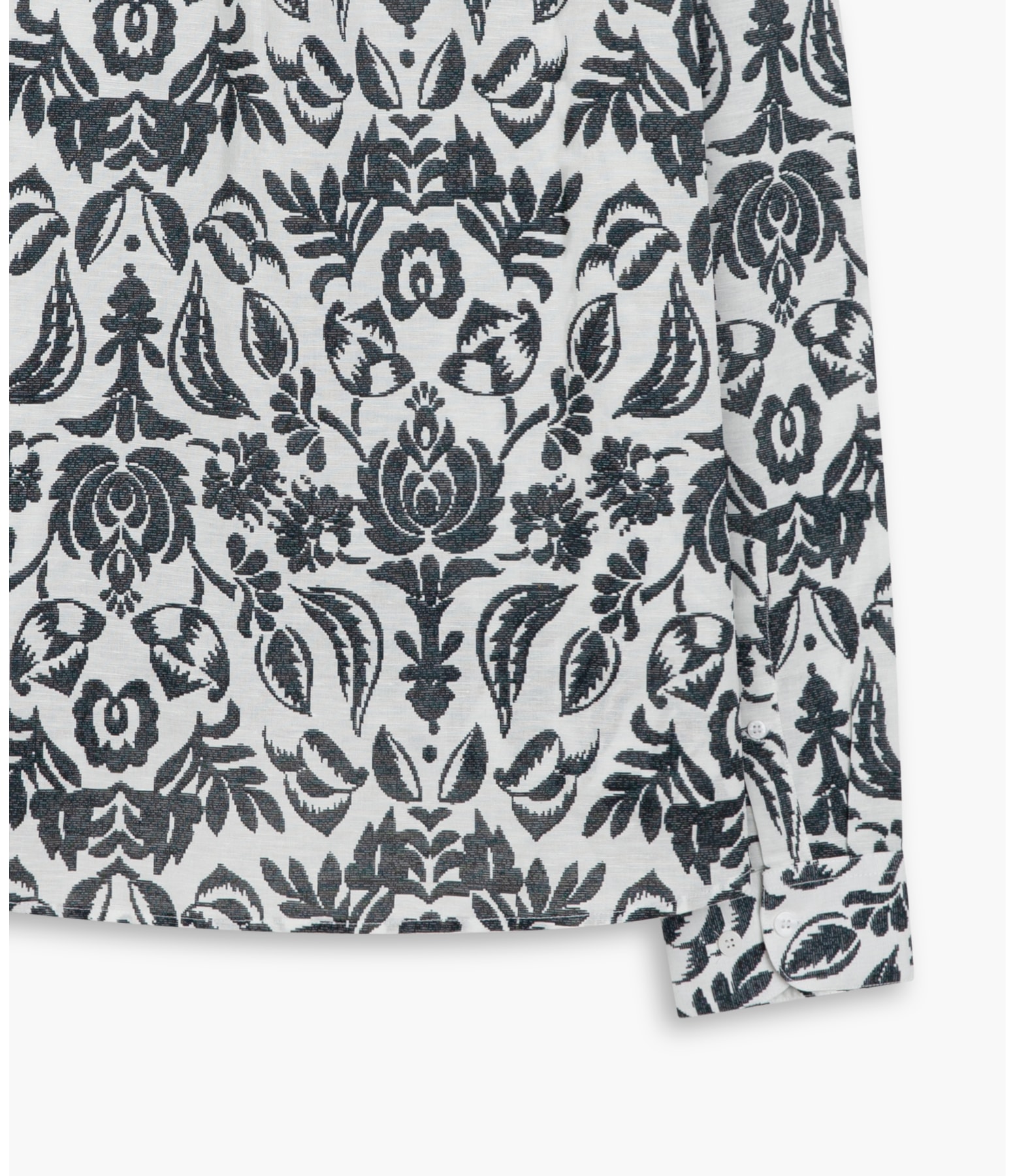 Camisa Linho  Estampada Ikat Ml Marinho