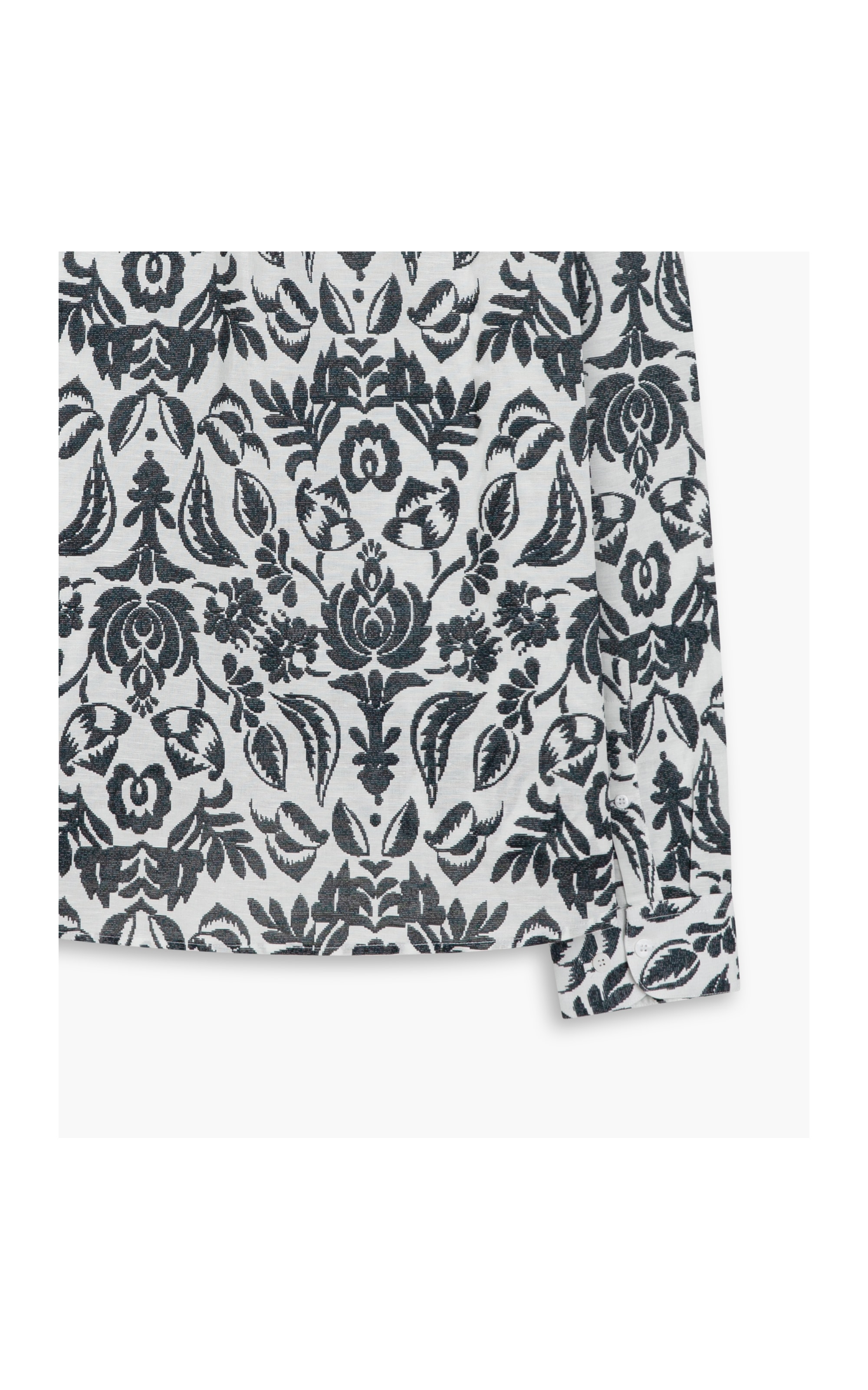 Camisa Linho  Estampada Ikat Ml Marinho