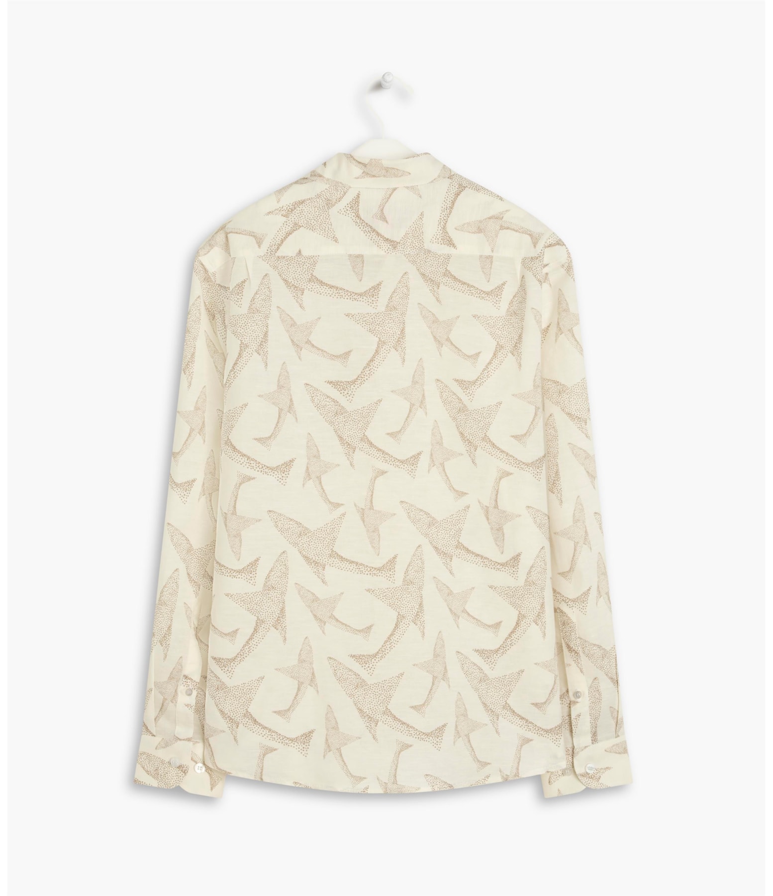 Camisa  Linho Estampada Peixe Point Ml Caqui