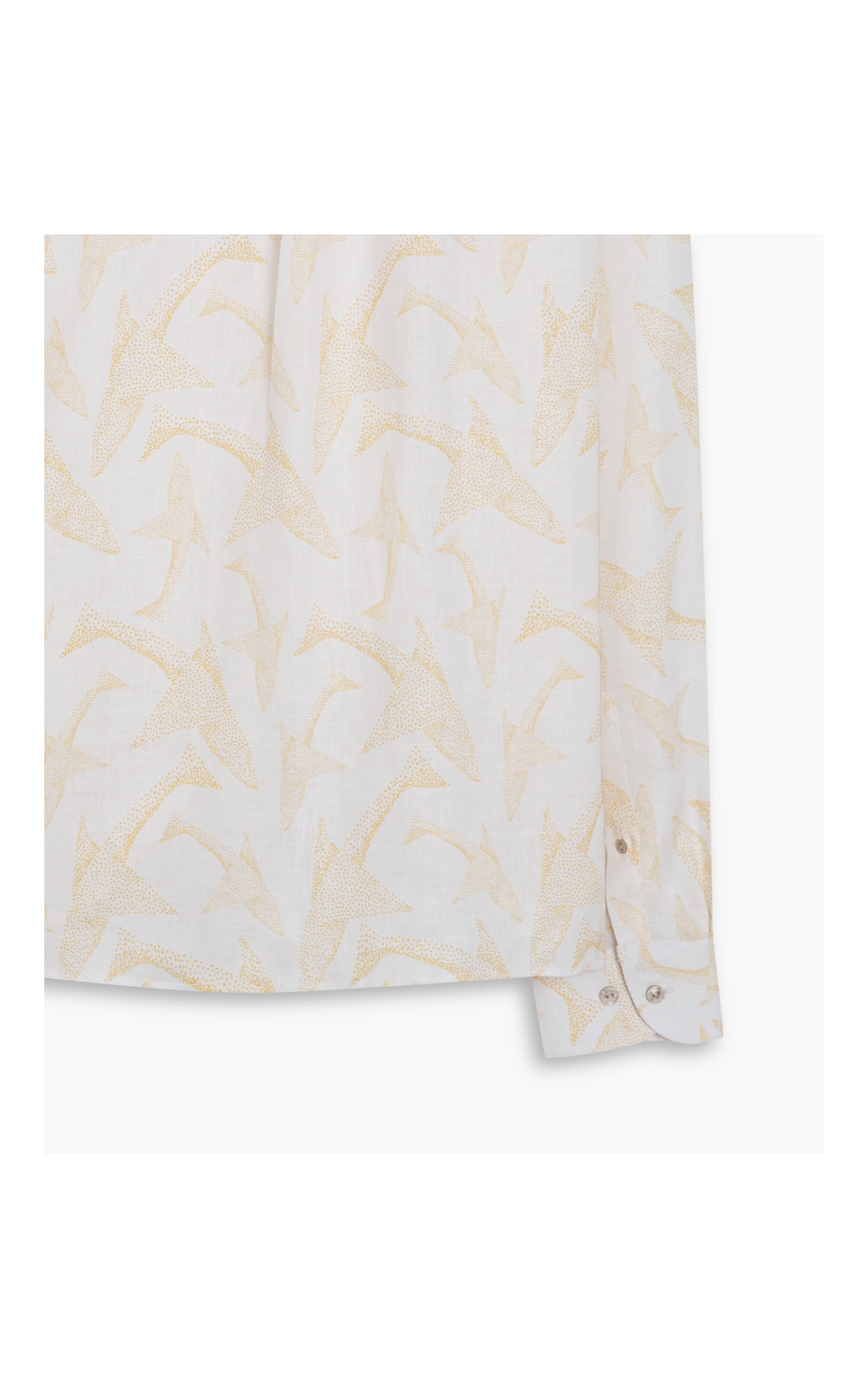 Camisa  Linho Estampada Peixe Point Ml Mostarda