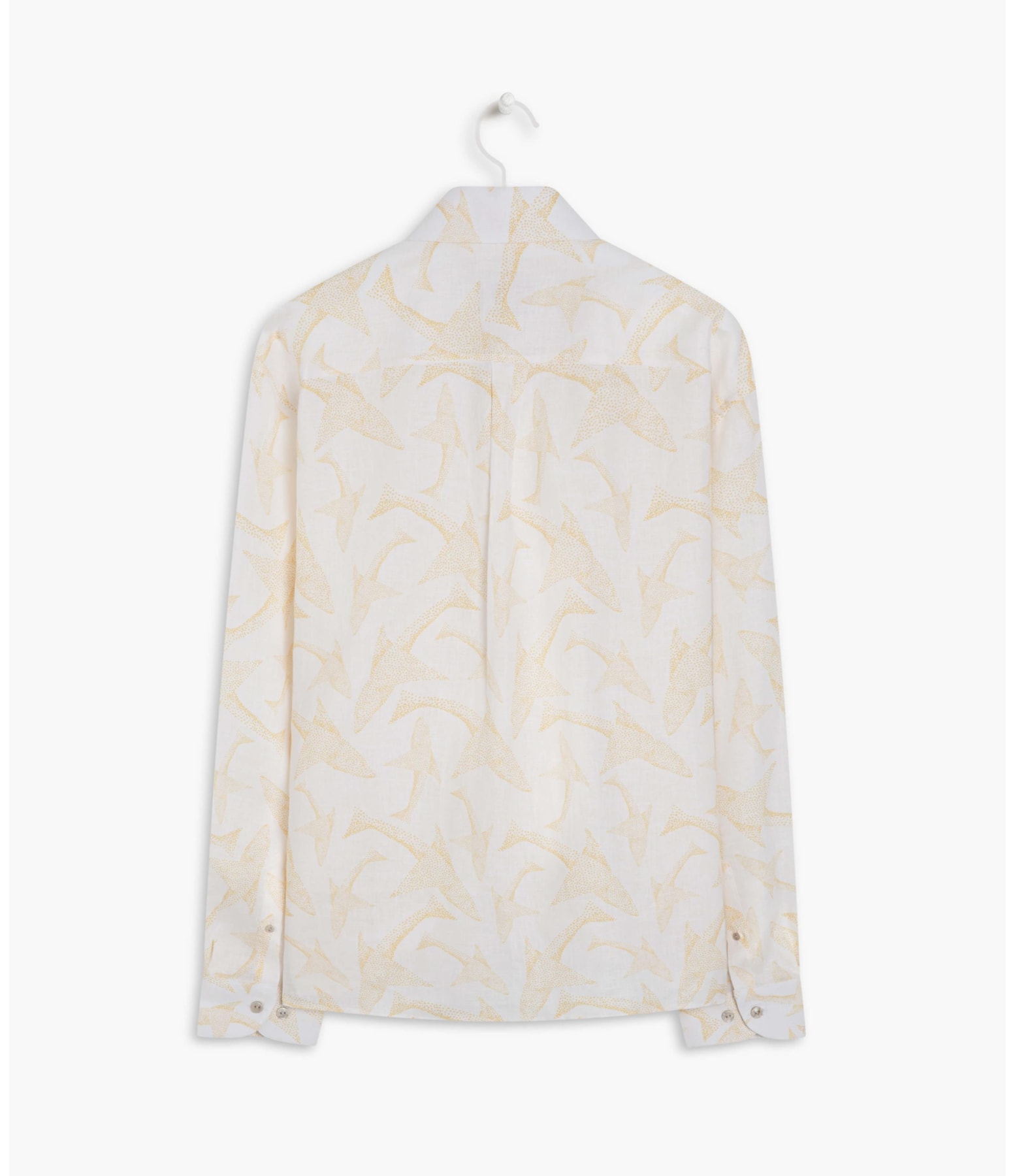 Camisa  Linho Estampada Peixe Point Ml Mostarda