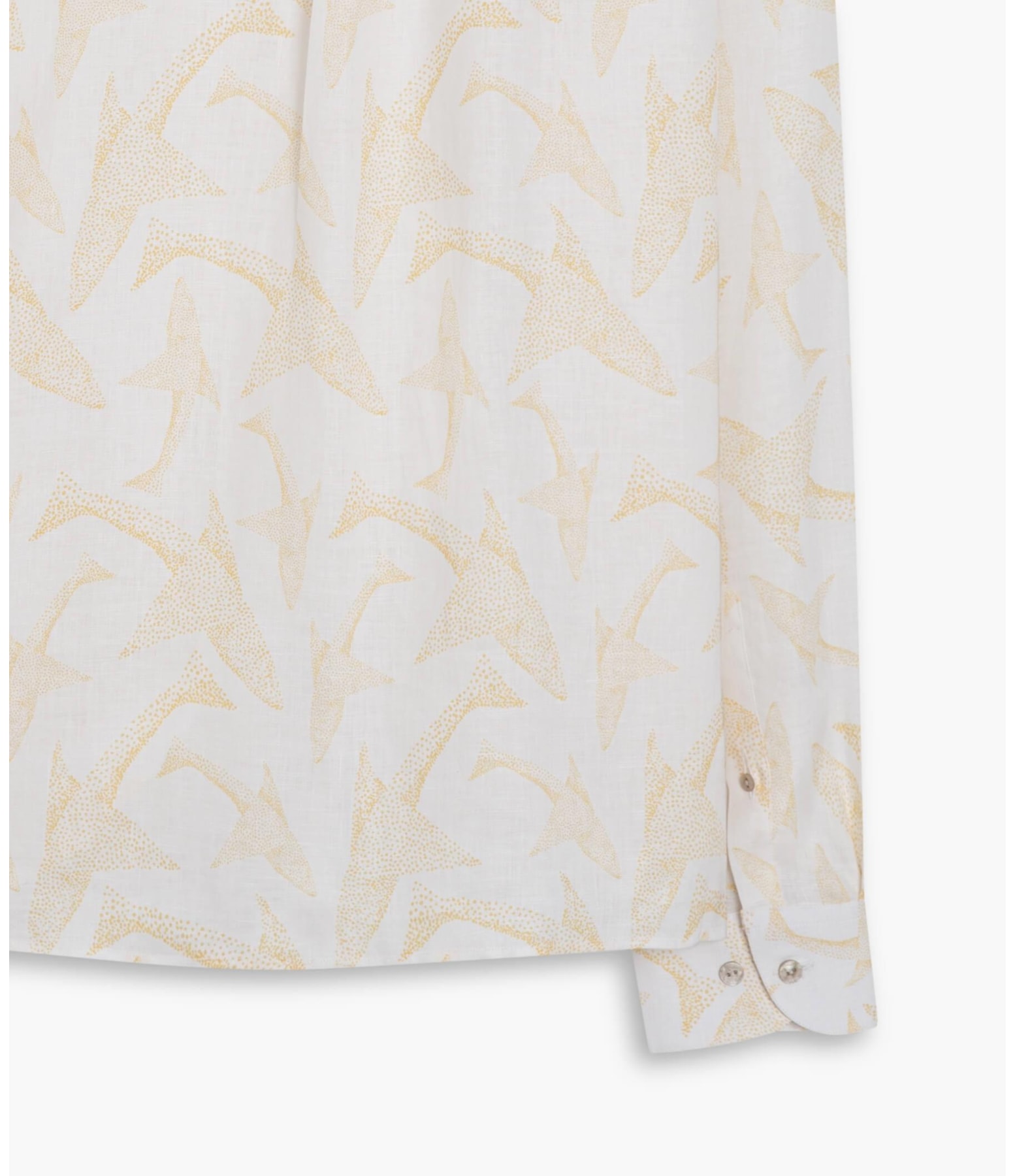Camisa  Linho Estampada Peixe Point Ml Mostarda