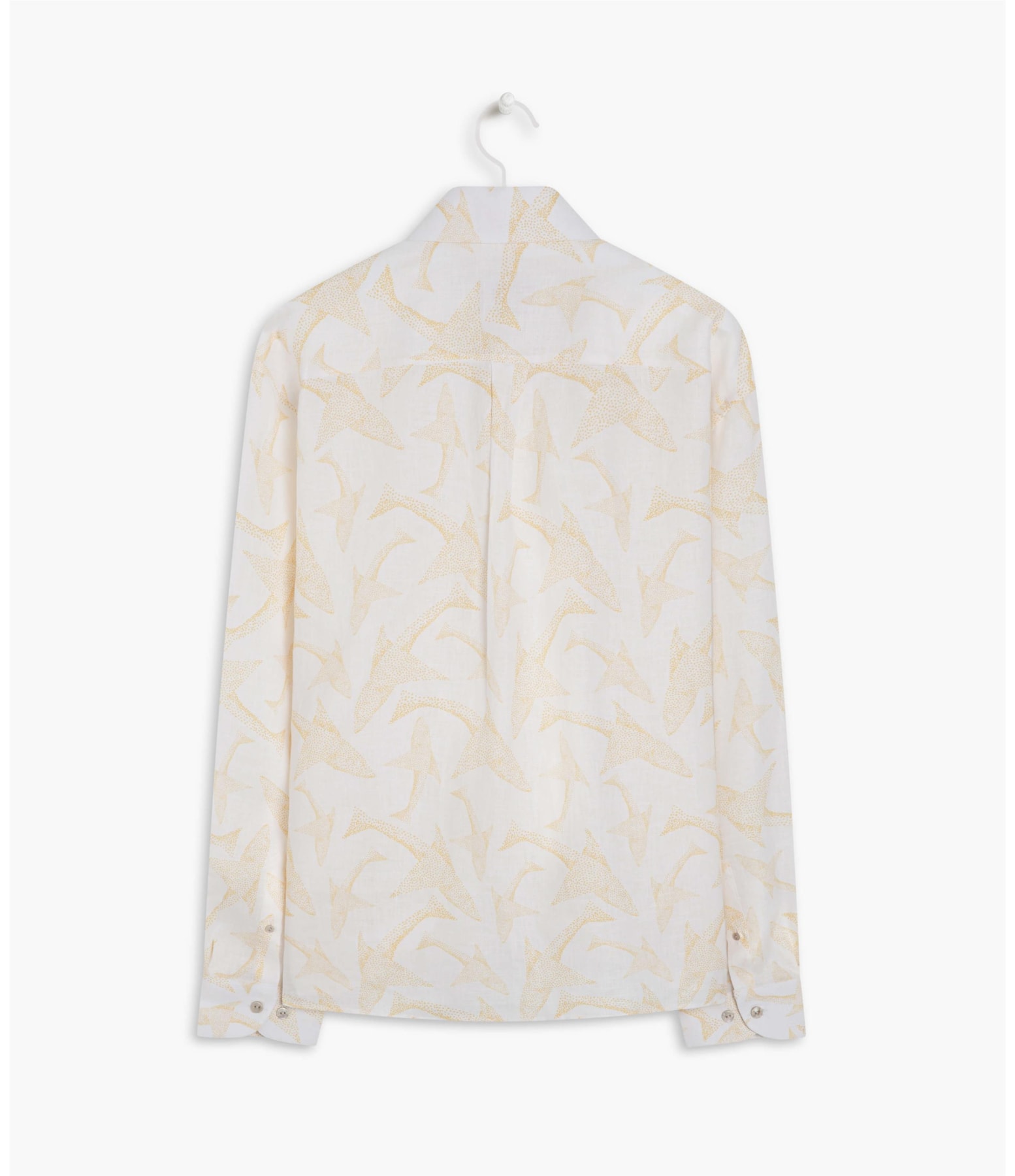 Camisa  Linho Estampada Peixe Point Ml Mostarda