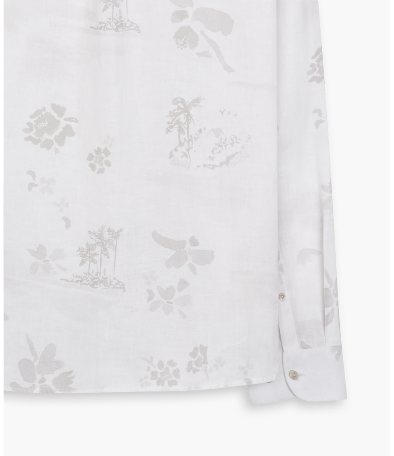 Camisa Linho  Estampada River Flower Ml Cinza Claro