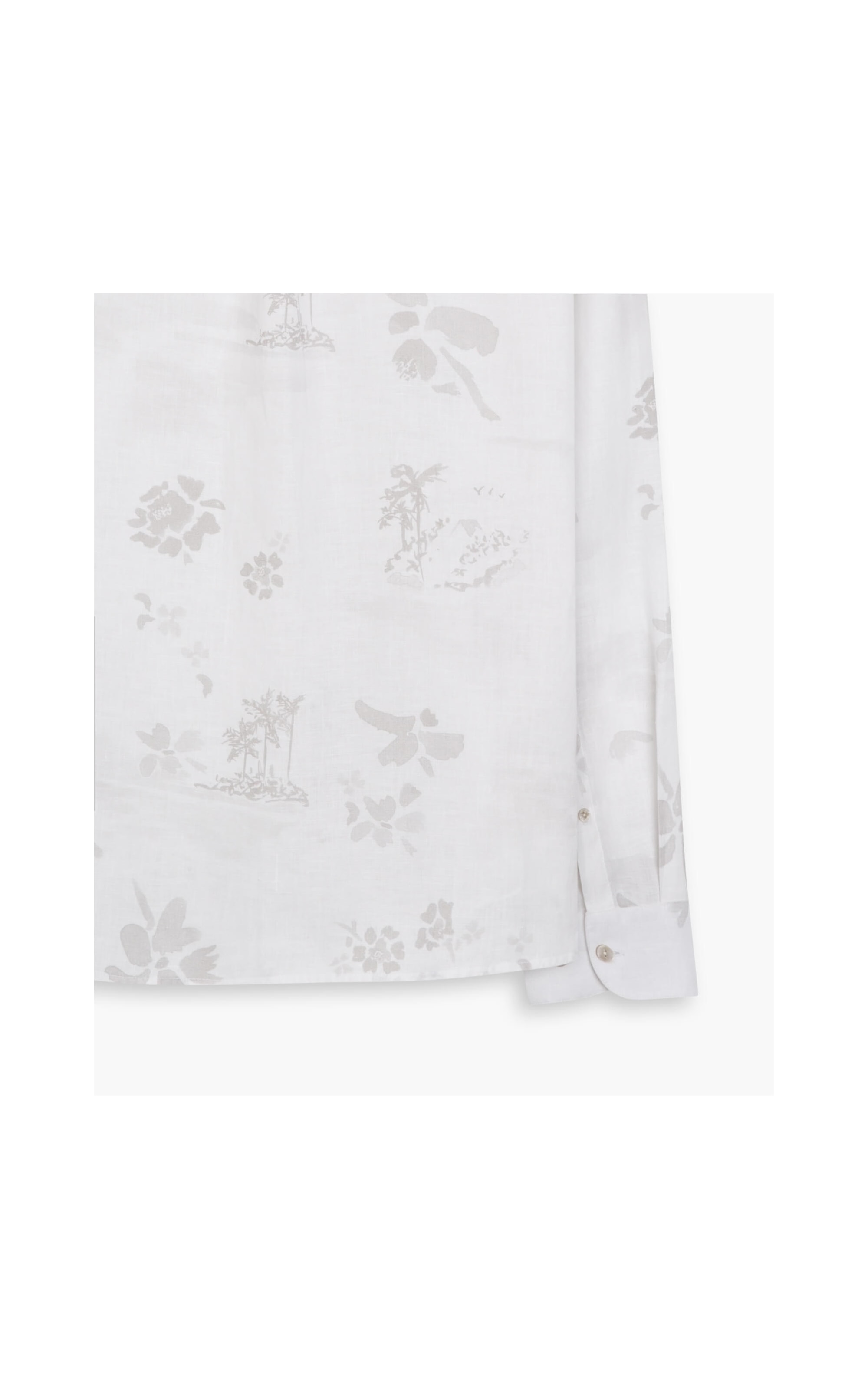 Camisa Linho  Estampada River Flower Ml Cinza Claro