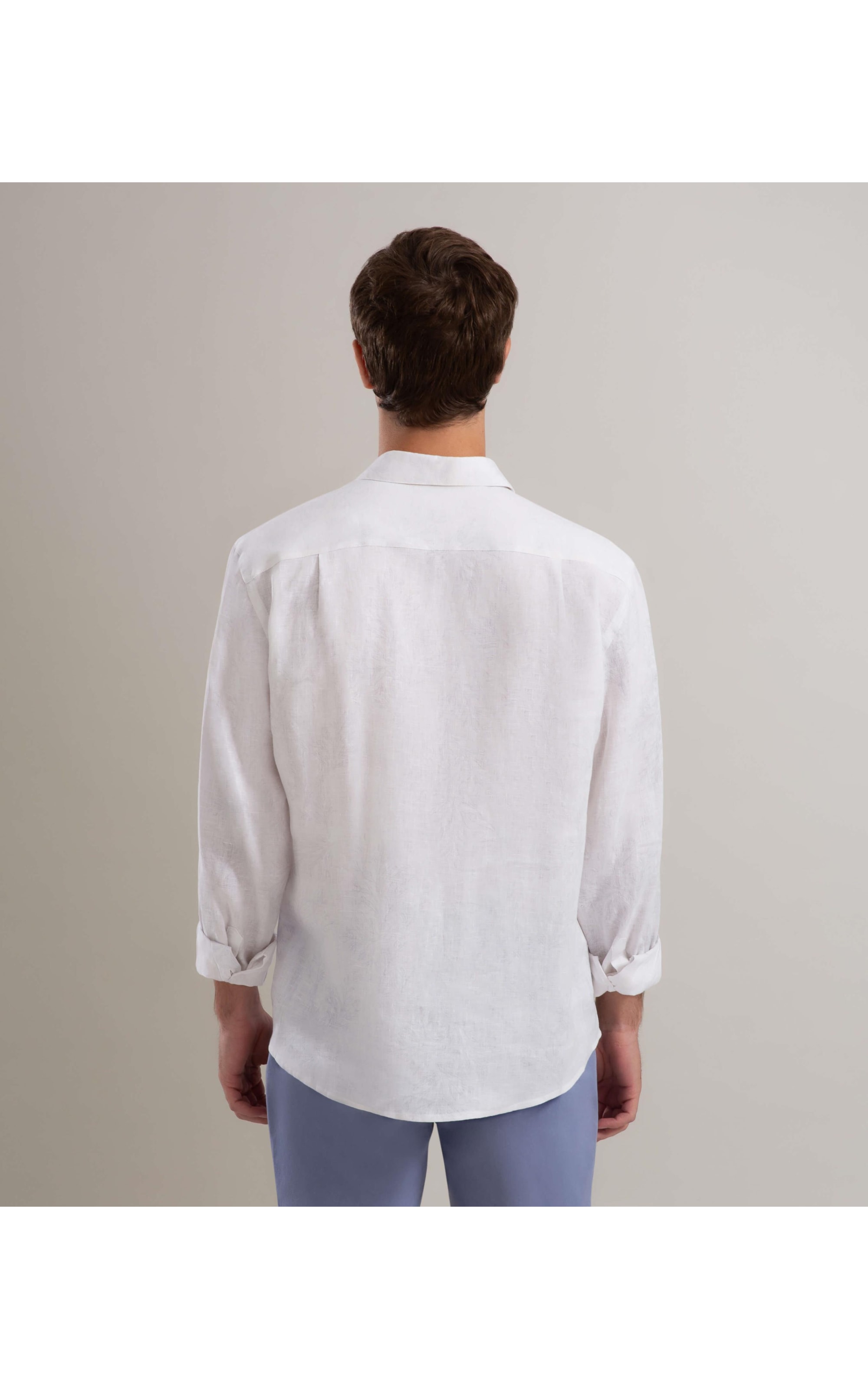 Camisa Linho  Estampado Algas Line Ml Azul Bic