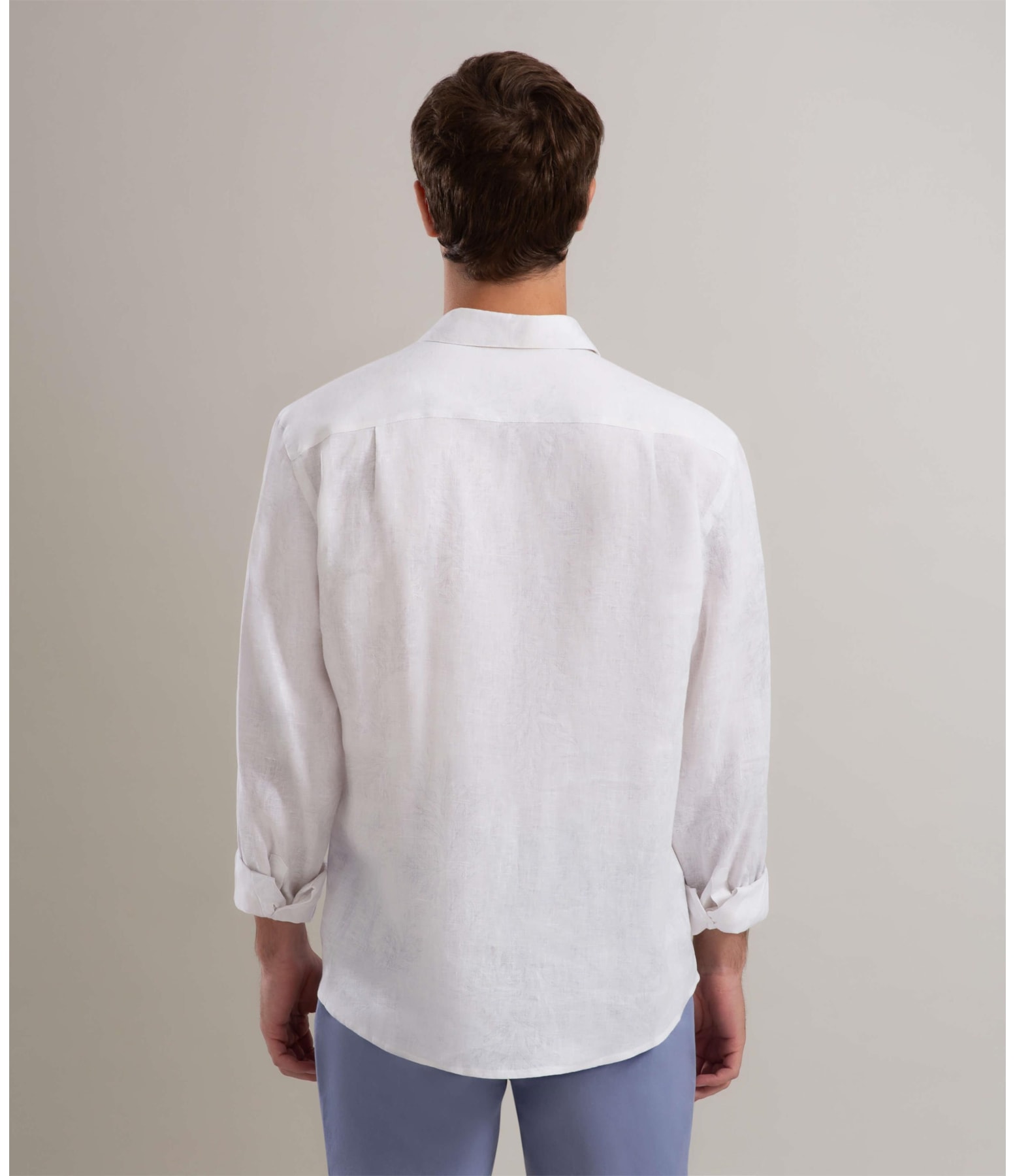 Camisa Linho  Estampado Algas Line Ml Azul Bic