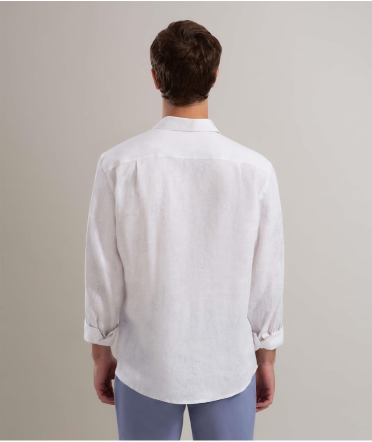 Camisa Linho  Estampado Algas Line Ml Azul Bic