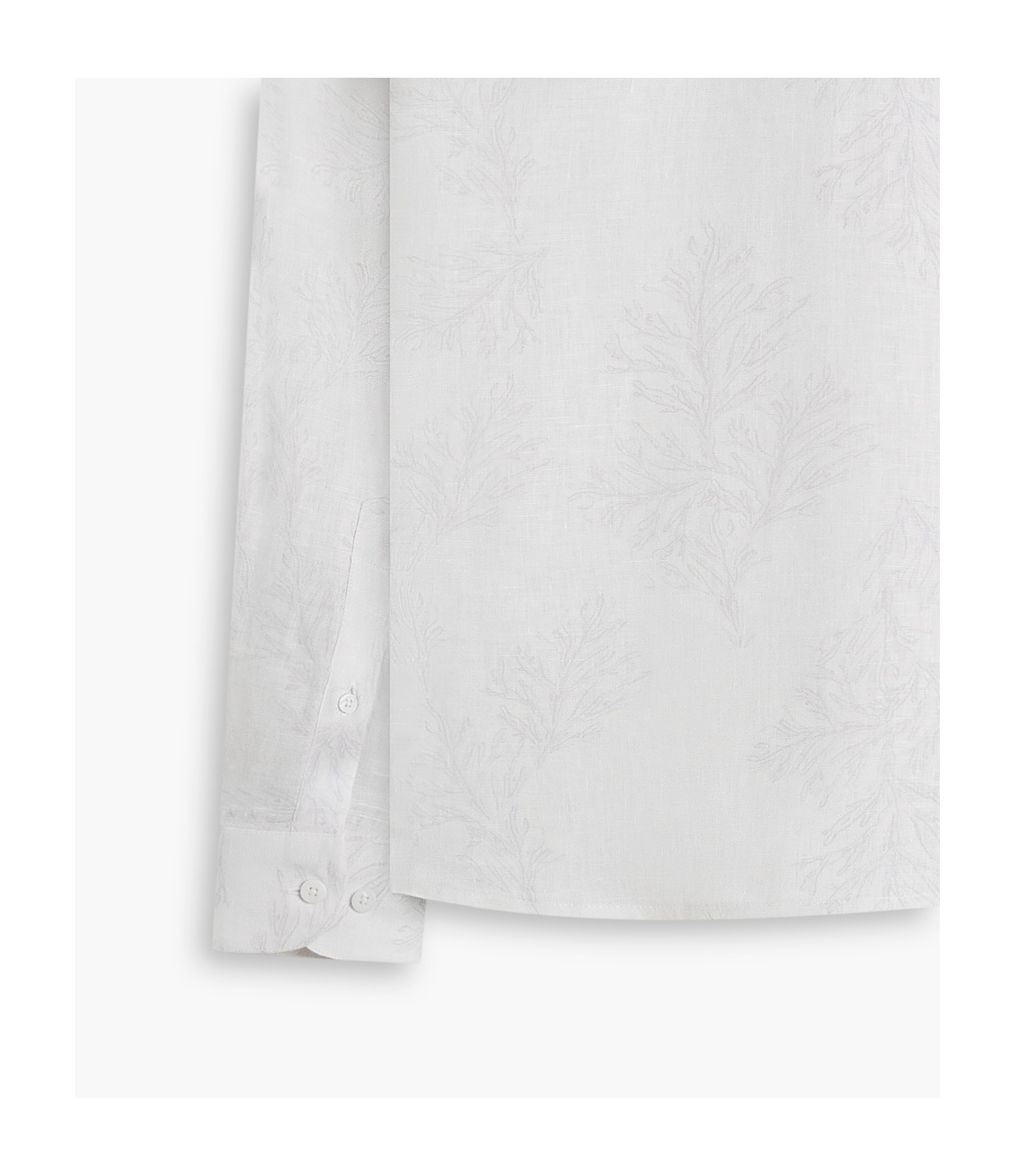 Camisa Linho  Estampado Algas Line Ml Caqui