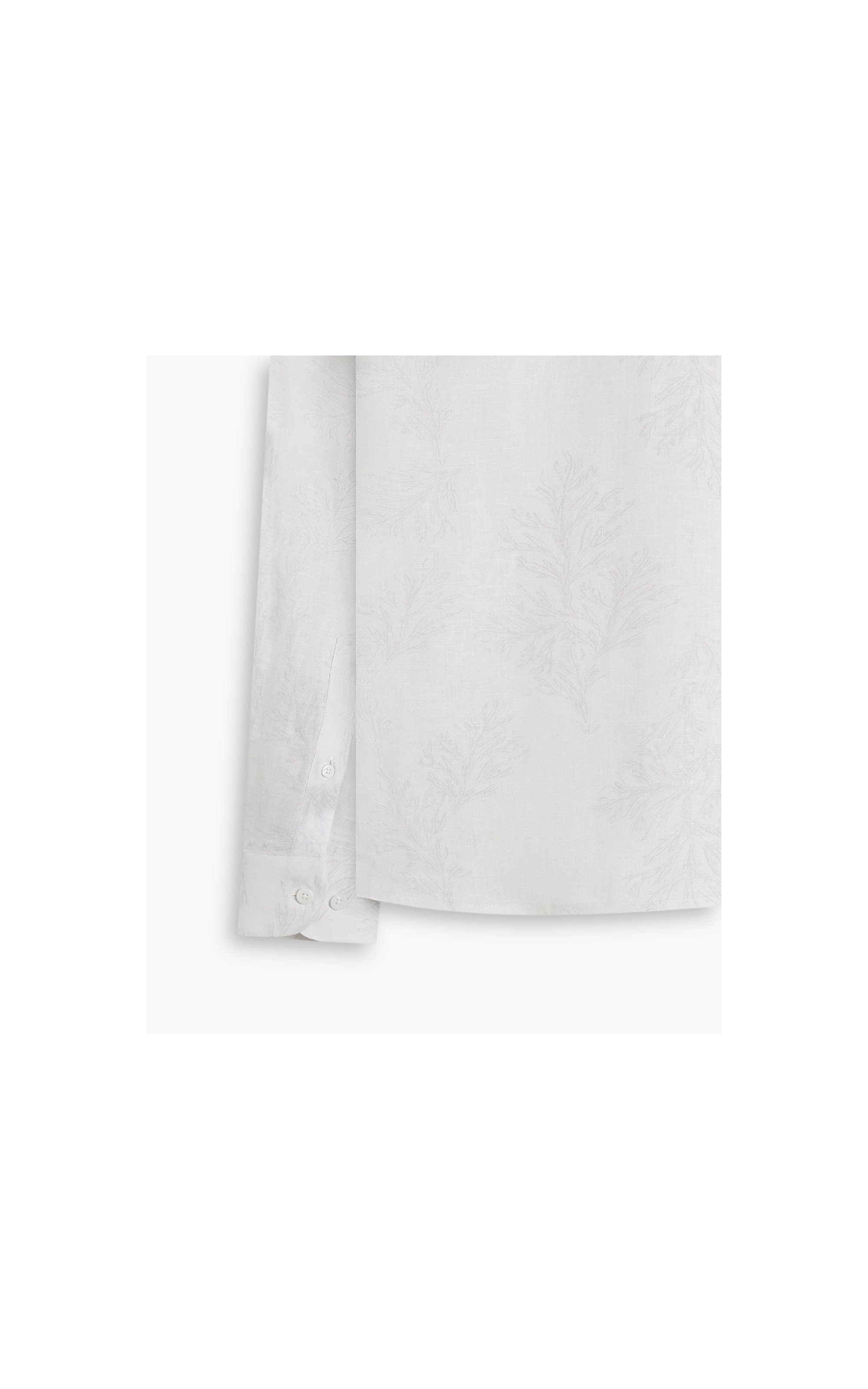 Camisa Linho  Estampado Algas Line Ml Caqui