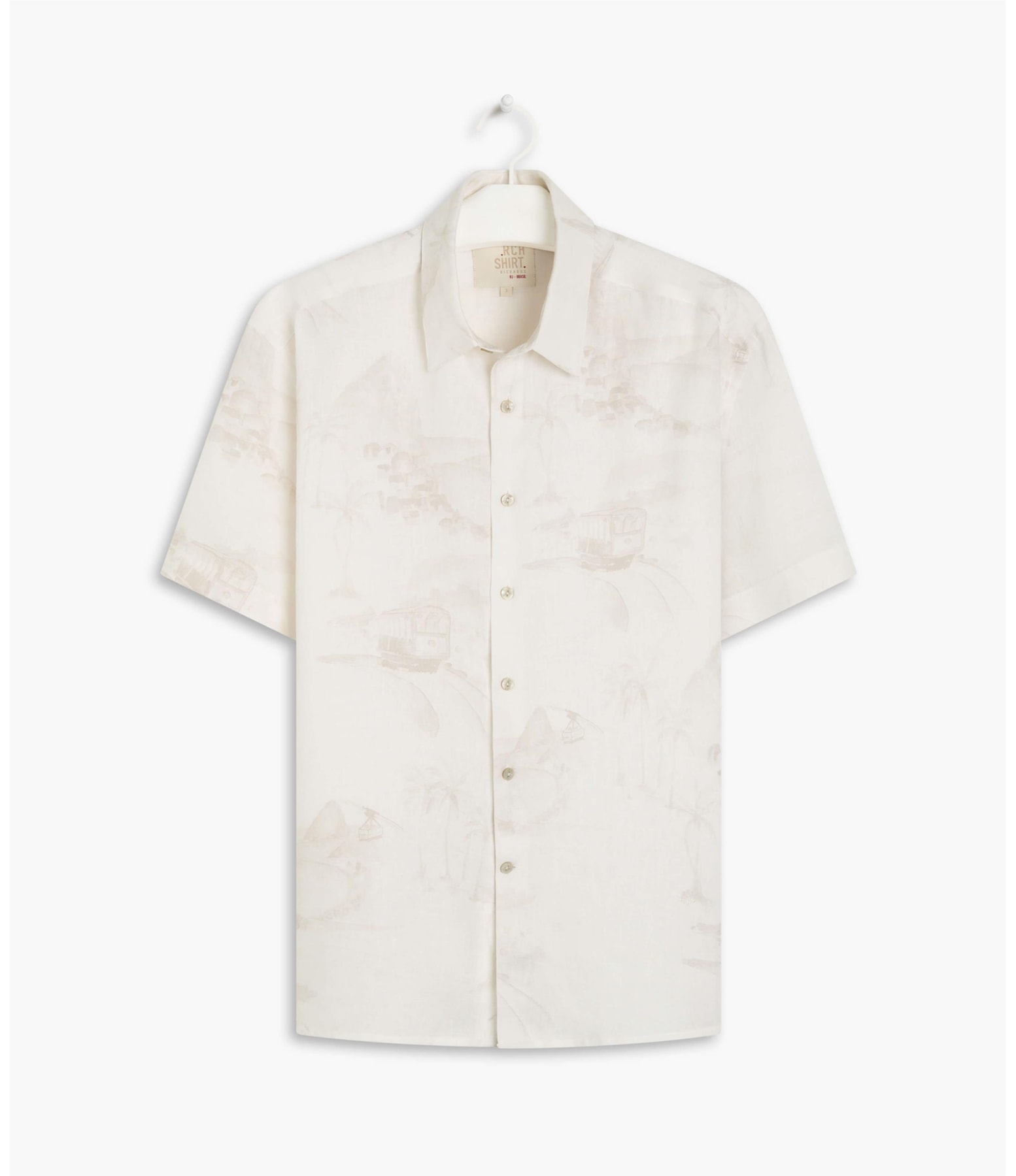 Camisa Linho  Estampado Carnival Mc Cinza Claro