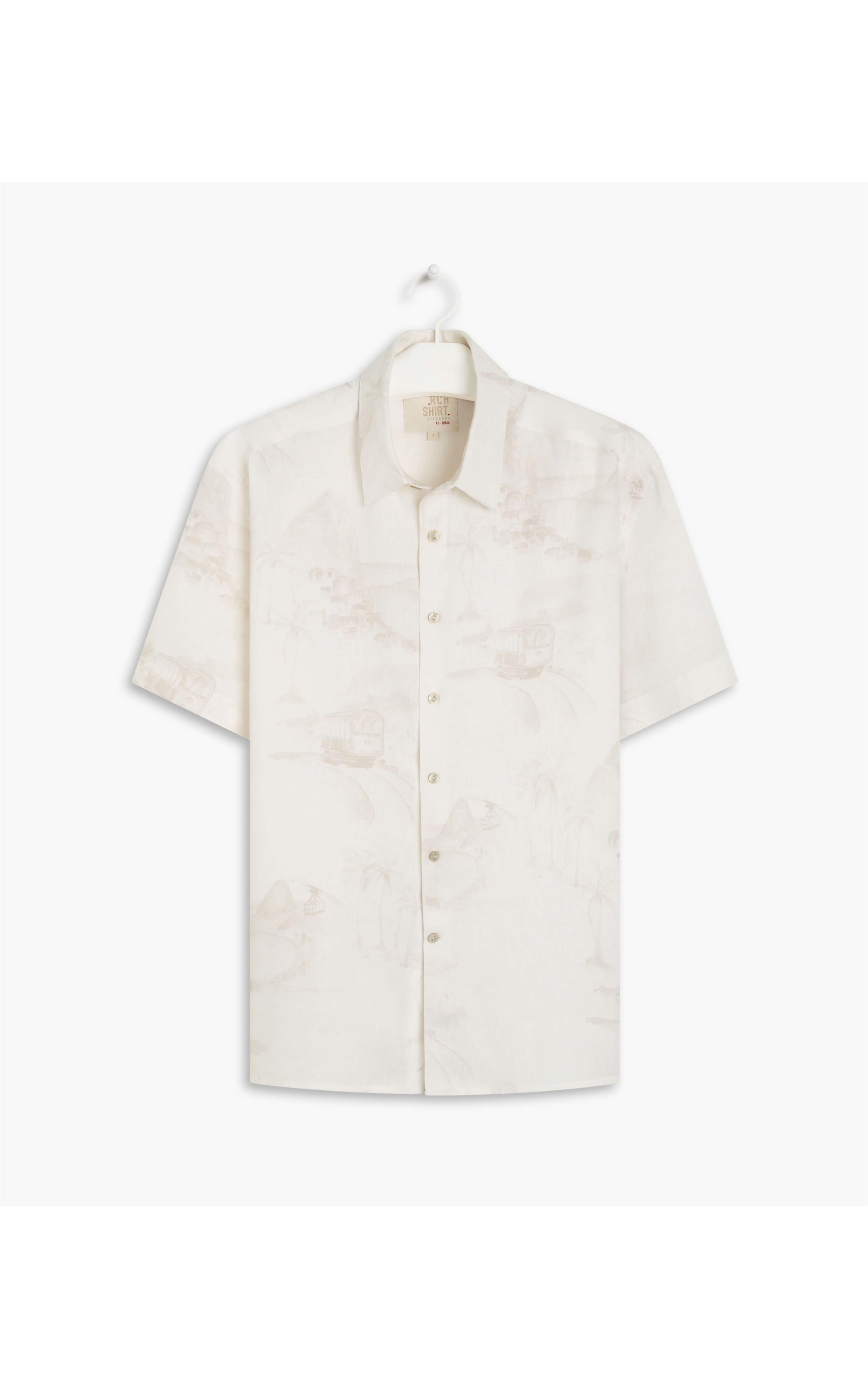 Camisa Linho  Estampado Carnival Mc Cinza Claro