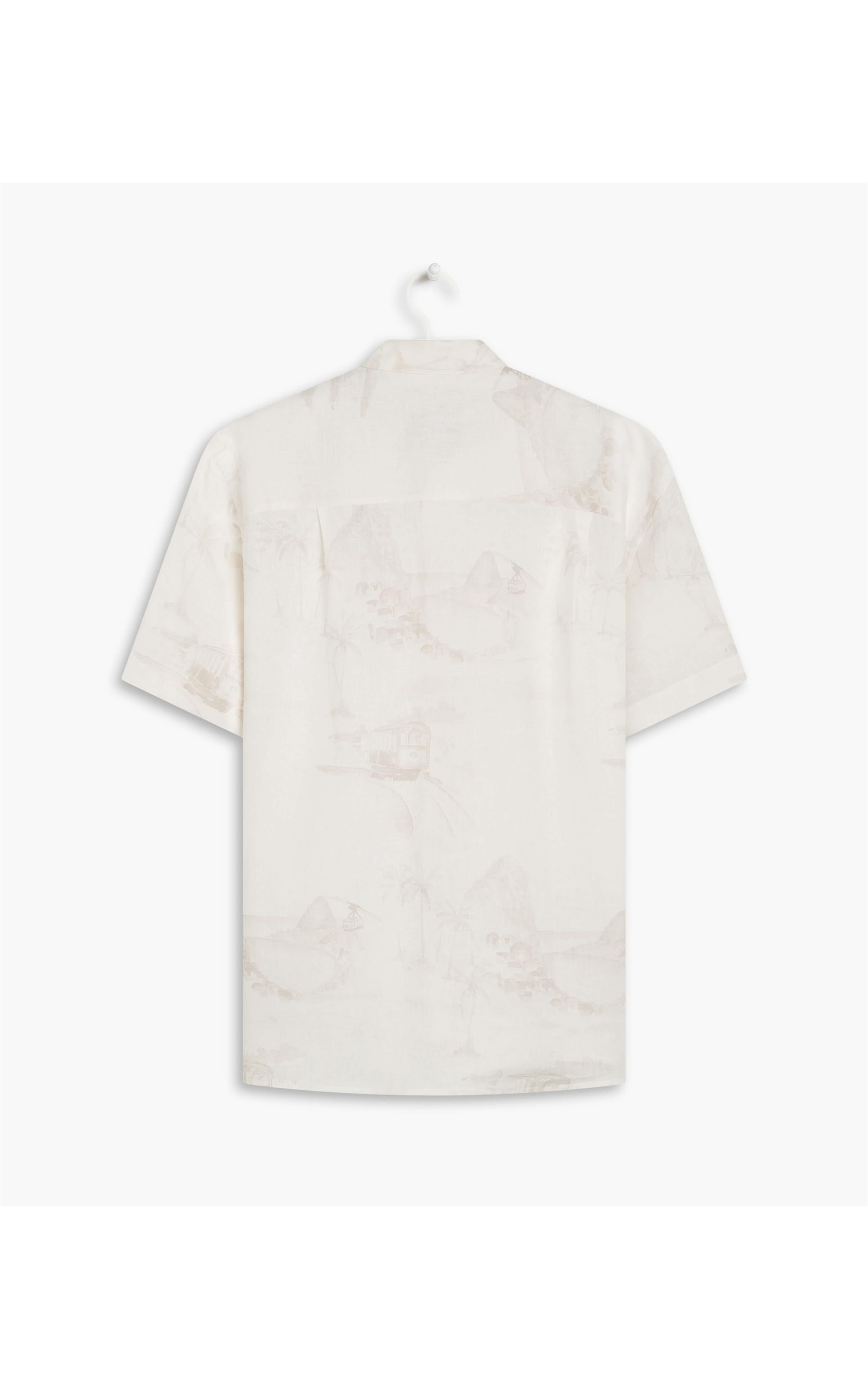 Camisa Linho  Estampado Carnival Mc Cinza Claro