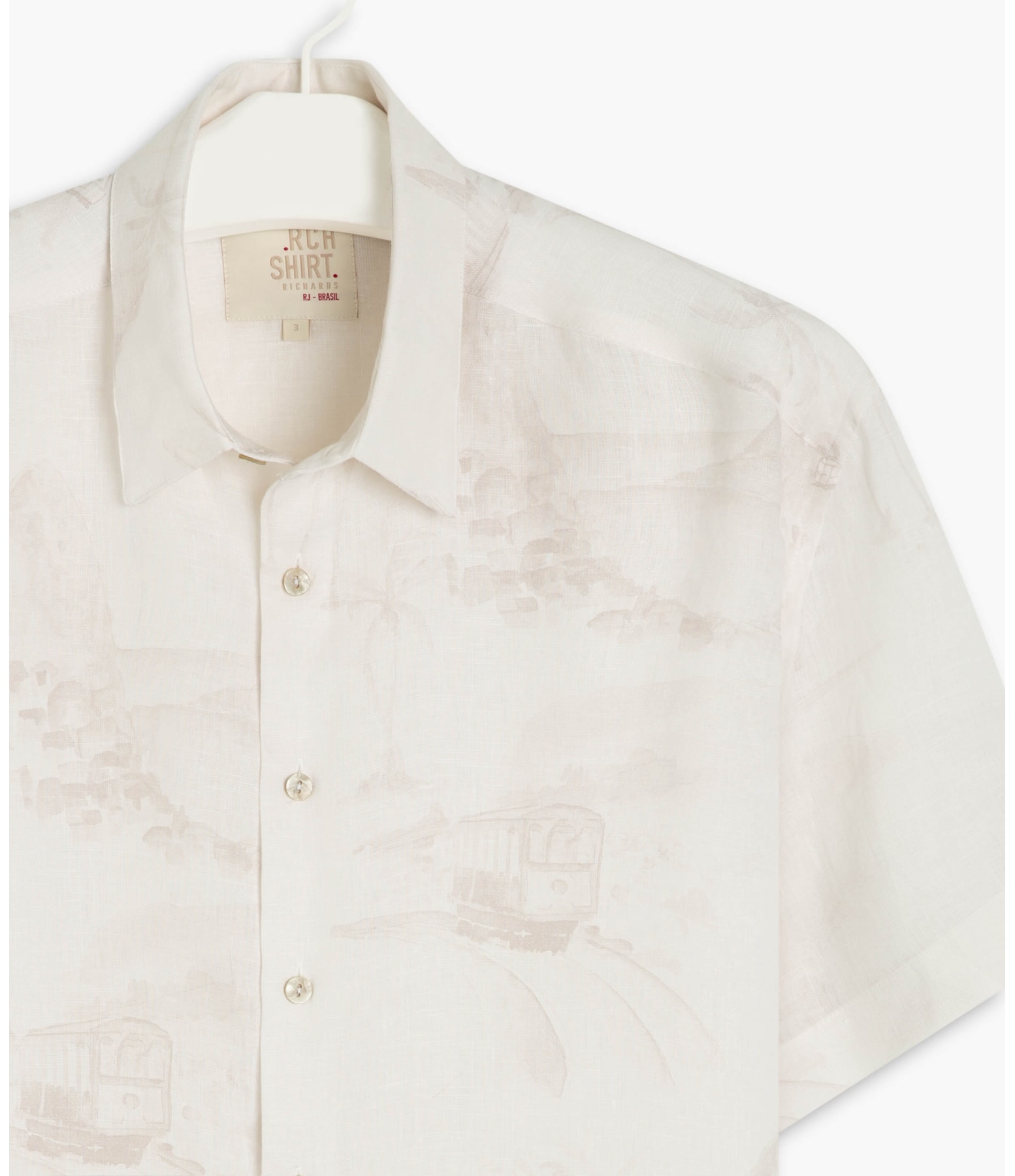 Camisa Linho  Estampado Carnival Mc Cinza Claro